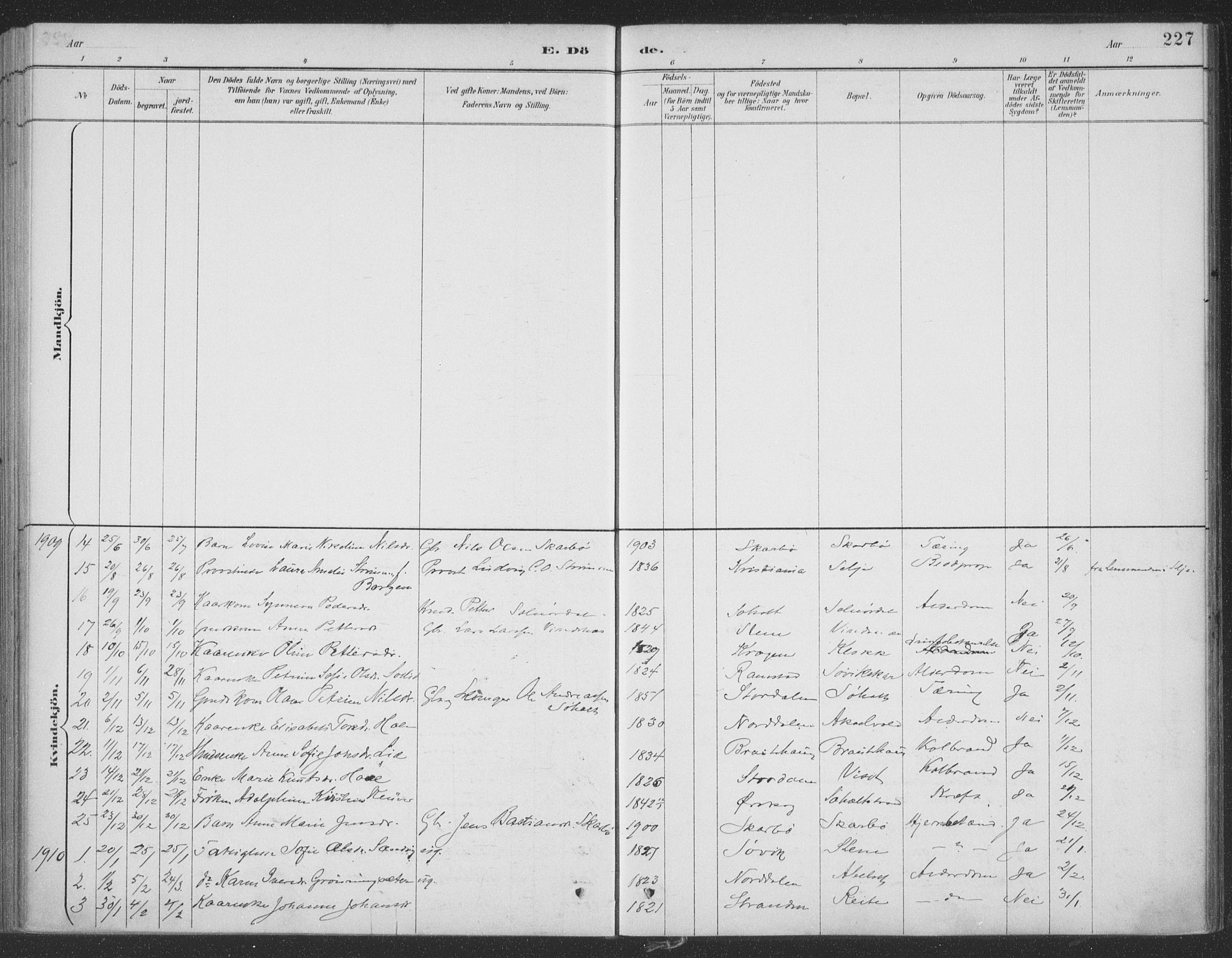 Ministerialprotokoller, klokkerbøker og fødselsregistre - Møre og Romsdal, SAT/A-1454/522/L0316: Parish register (official) no. 522A11, 1890-1911, p. 227