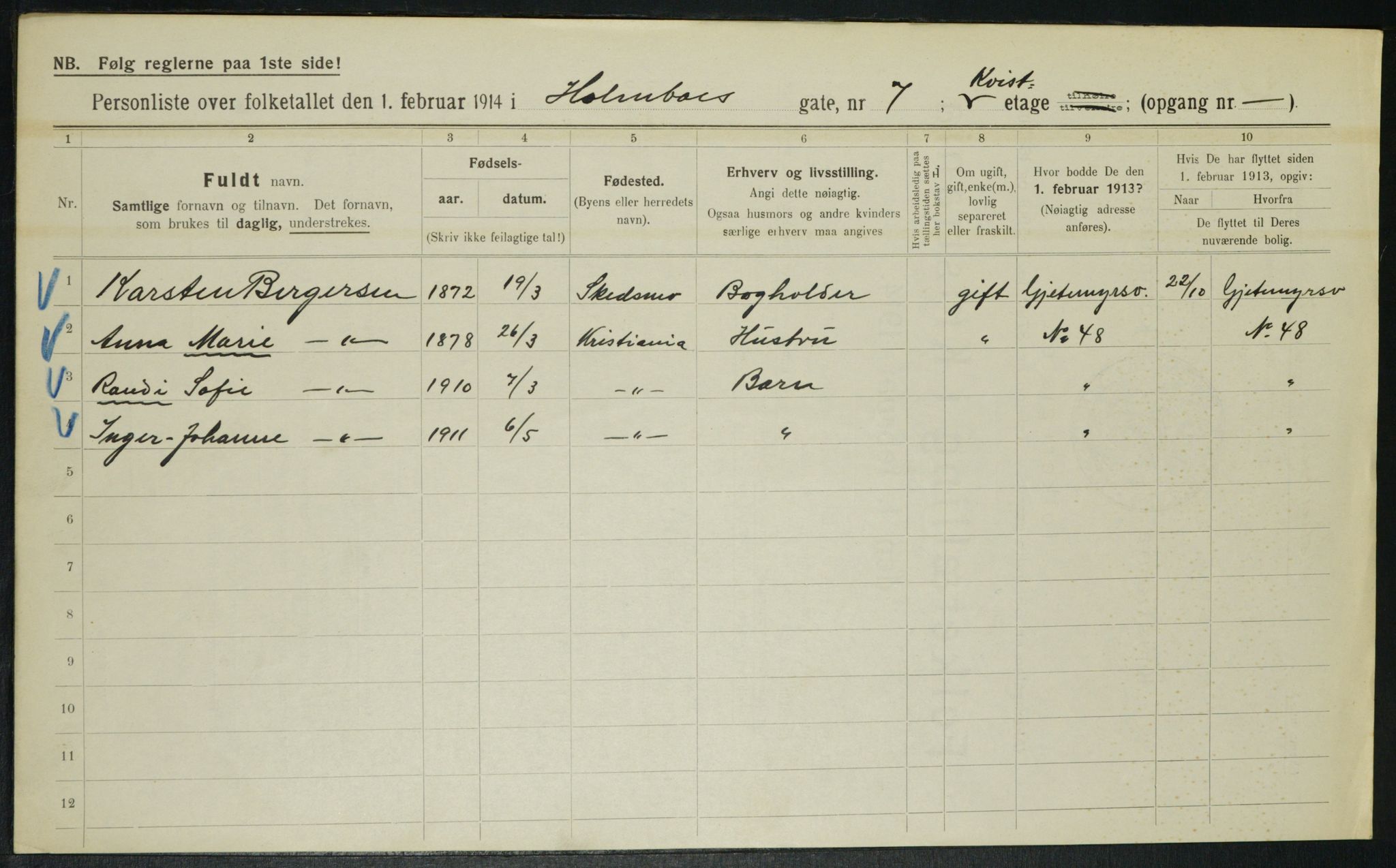 OBA, Municipal Census 1914 for Kristiania, 1914, p. 40872