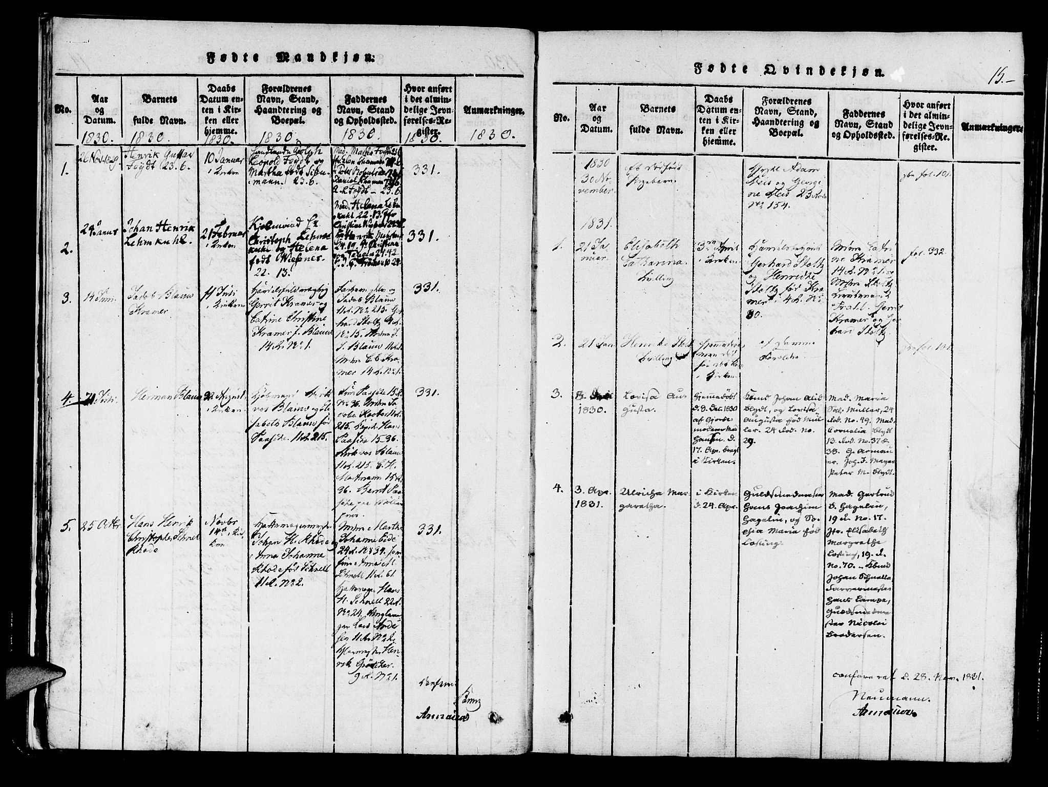 Mariakirken Sokneprestembete, SAB/A-76901/H/Haa/L0005: Parish register (official) no. A 5, 1815-1845, p. 15
