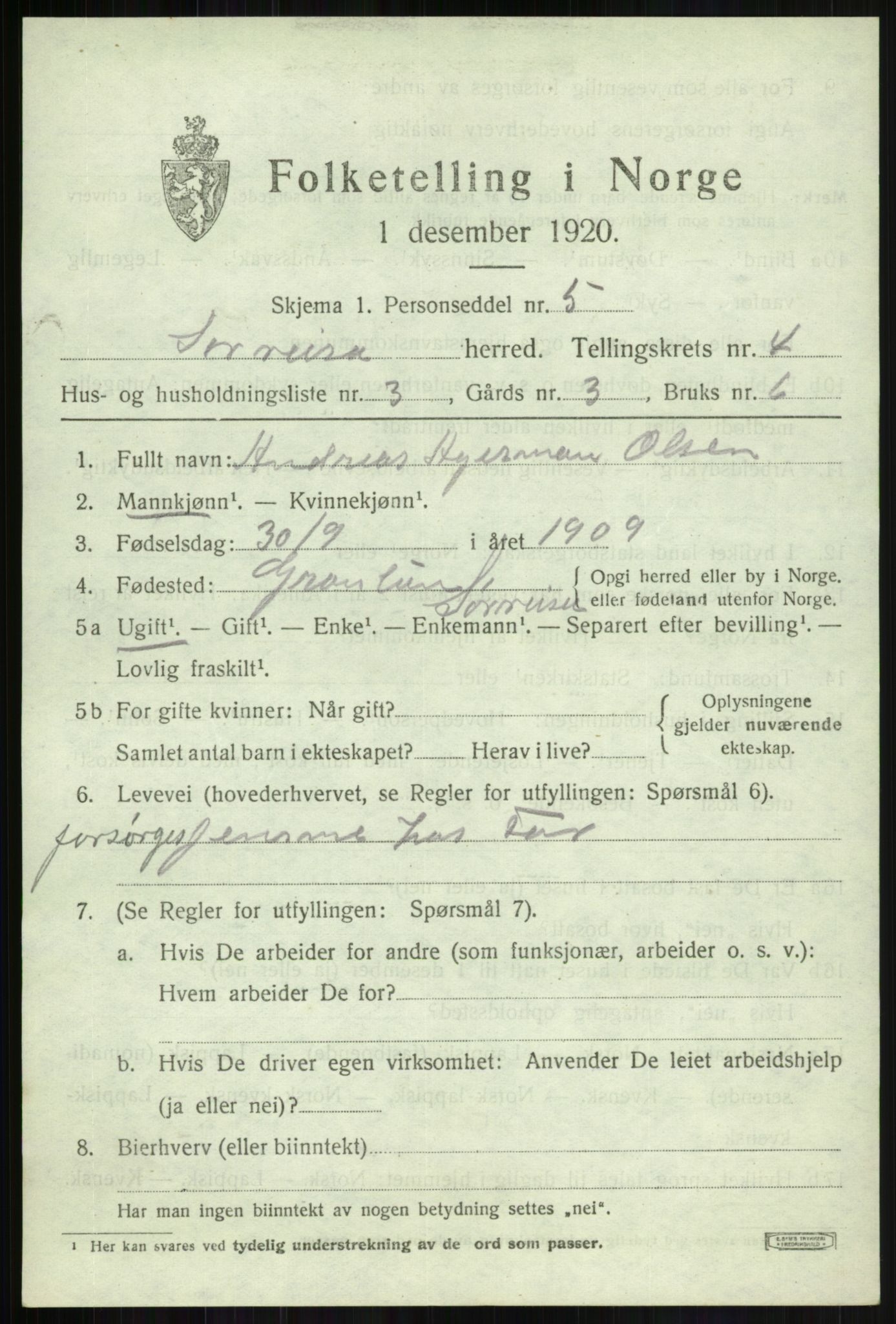 SATØ, 1920 census for Sørreisa, 1920, p. 1794