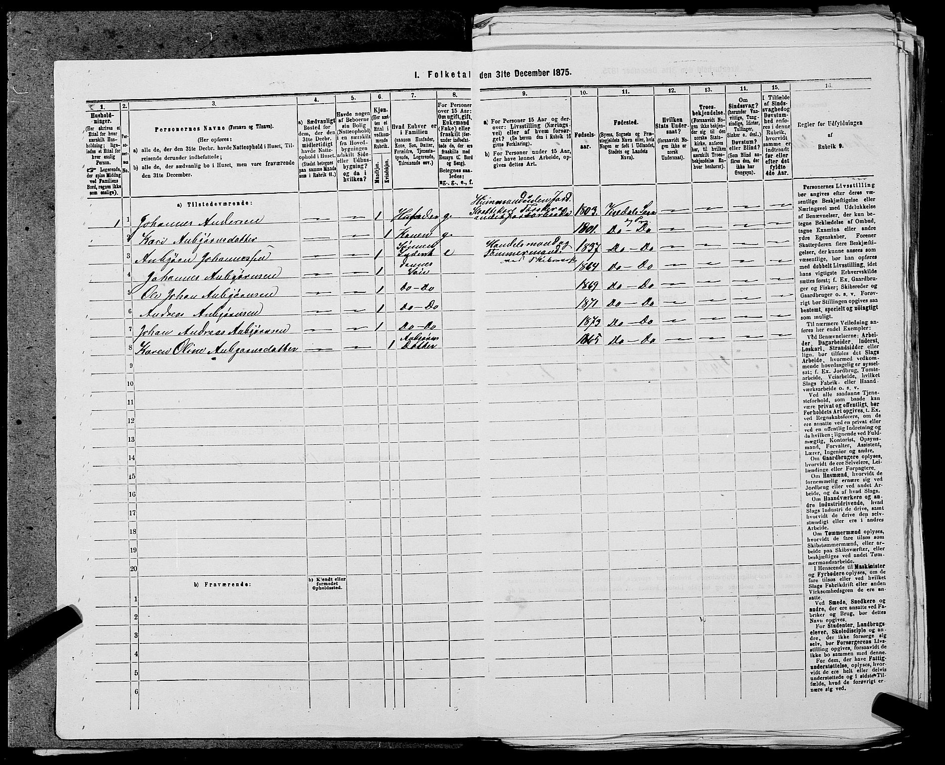 SAST, 1875 census for 1157P Vikedal, 1875, p. 769