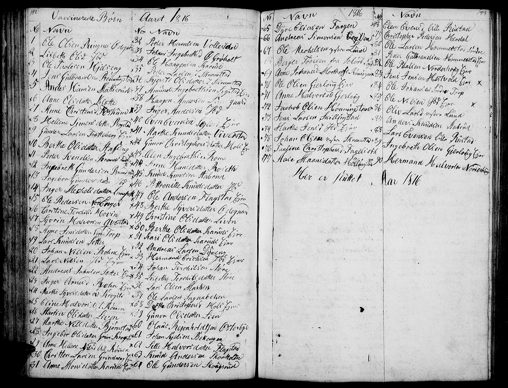 Løten prestekontor, AV/SAH-PREST-022/K/Ka/L0004: Parish register (official) no. 4, 1801-1814, p. 142-143