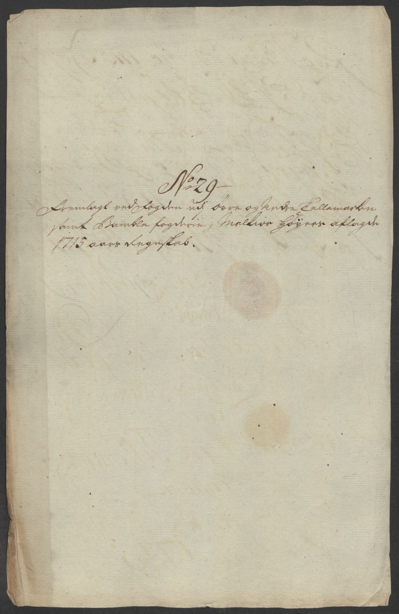 Rentekammeret inntil 1814, Reviderte regnskaper, Fogderegnskap, AV/RA-EA-4092/R36/L2127: Fogderegnskap Øvre og Nedre Telemark og Bamble, 1715, p. 281