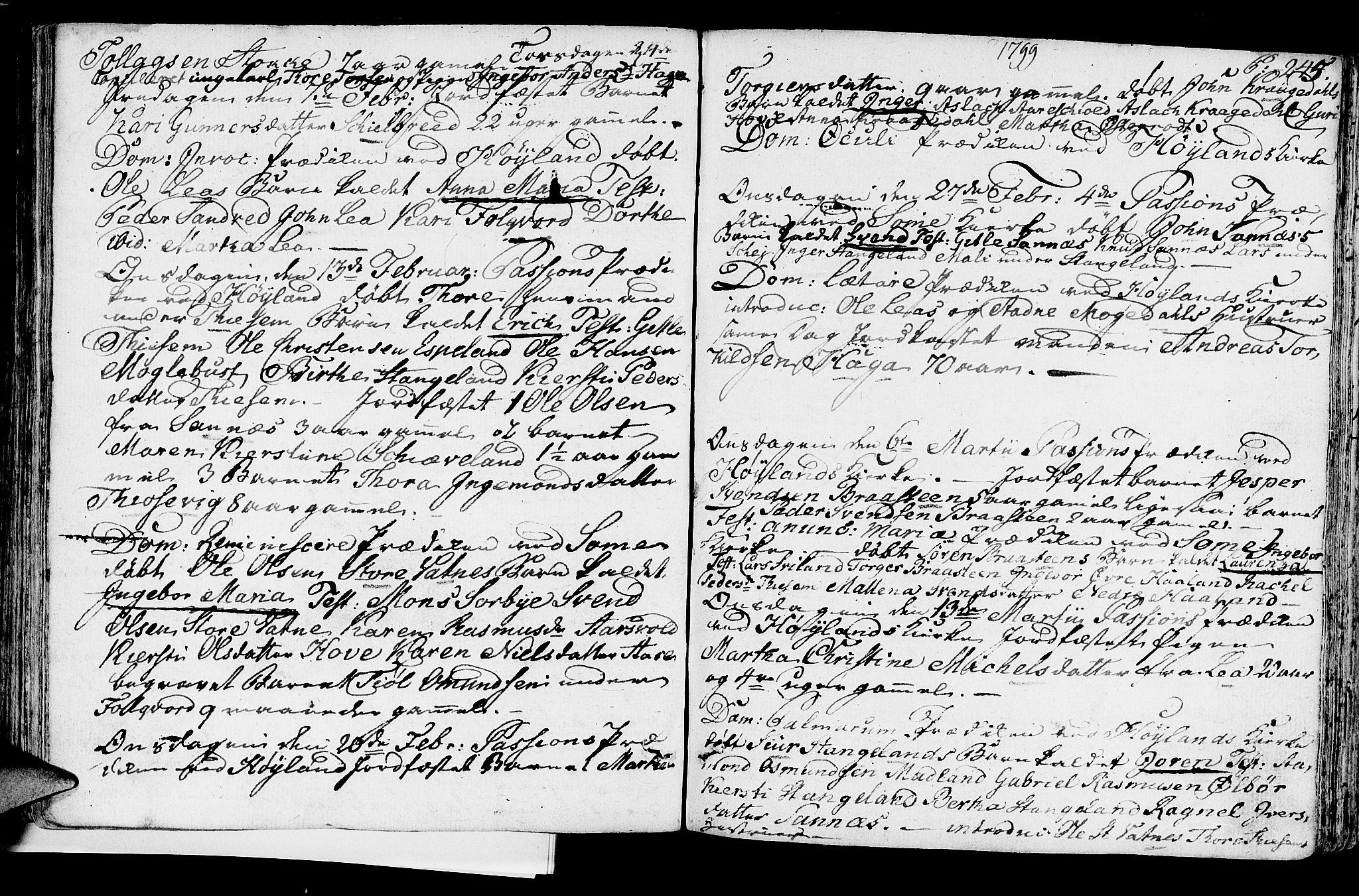Høyland sokneprestkontor, SAST/A-101799/001/30BA/L0004: Parish register (official) no. A 4, 1784-1803, p. 245