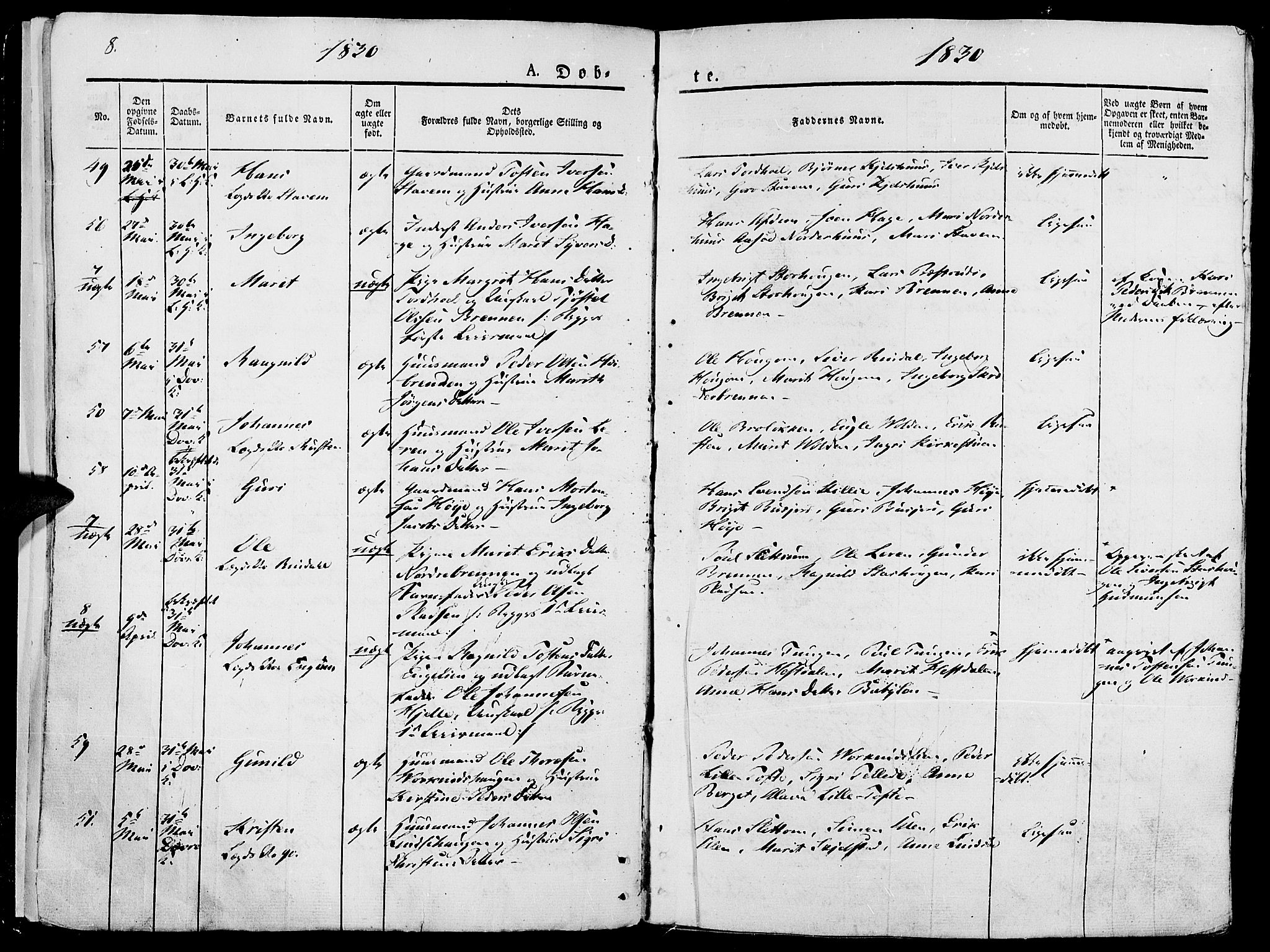 Lesja prestekontor, SAH/PREST-068/H/Ha/Haa/L0005: Parish register (official) no. 5, 1830-1842, p. 8