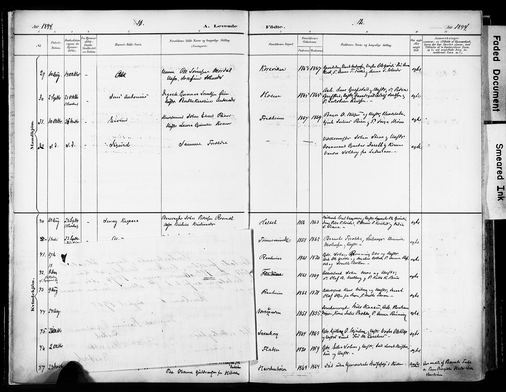 Ministerialprotokoller, klokkerbøker og fødselsregistre - Sør-Trøndelag, SAT/A-1456/606/L0301: Parish register (official) no. 606A16, 1894-1907, p. 11-12