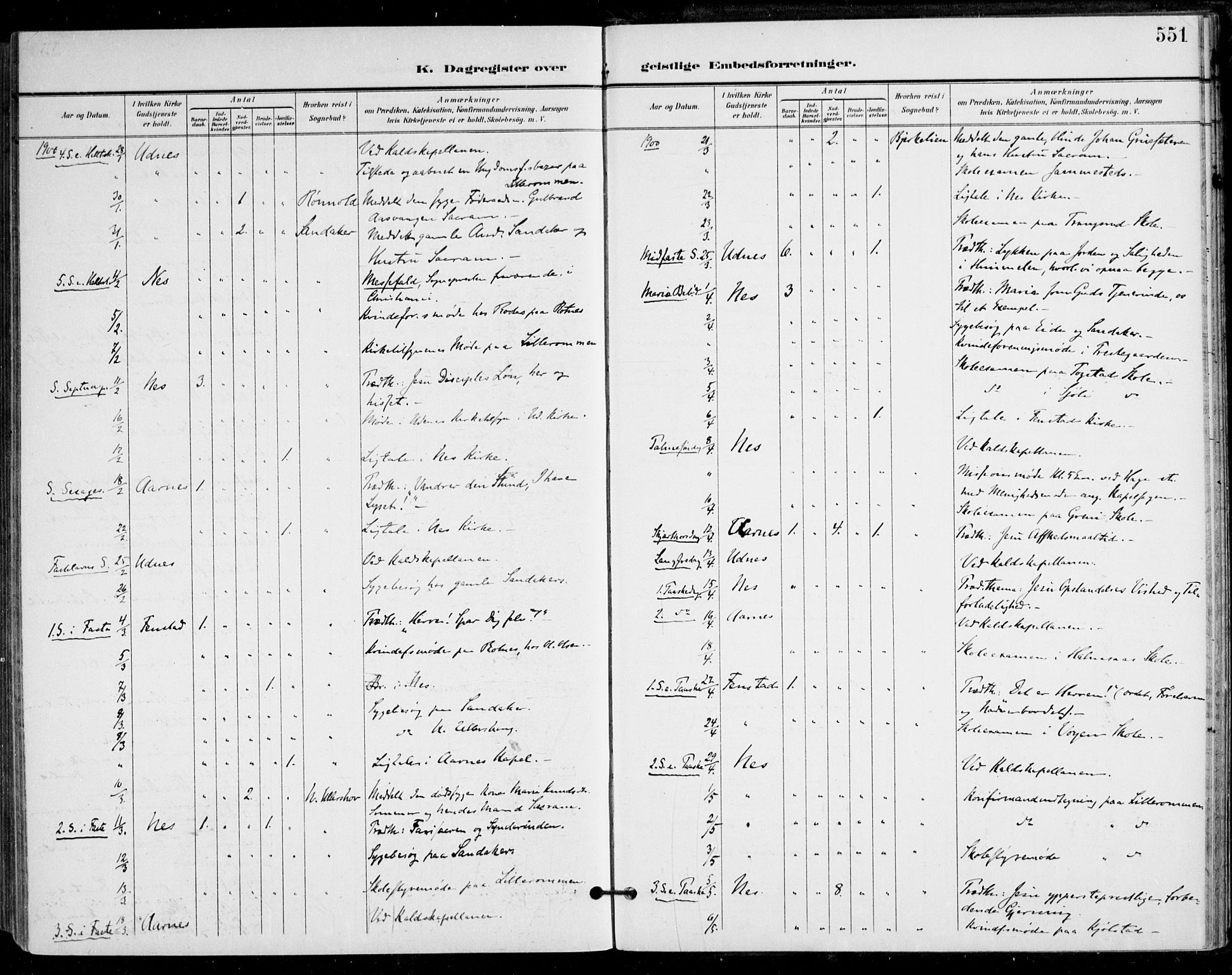 Nes prestekontor Kirkebøker, AV/SAO-A-10410/F/Fa/L0011: Parish register (official) no. I 11, 1899-1918, p. 551