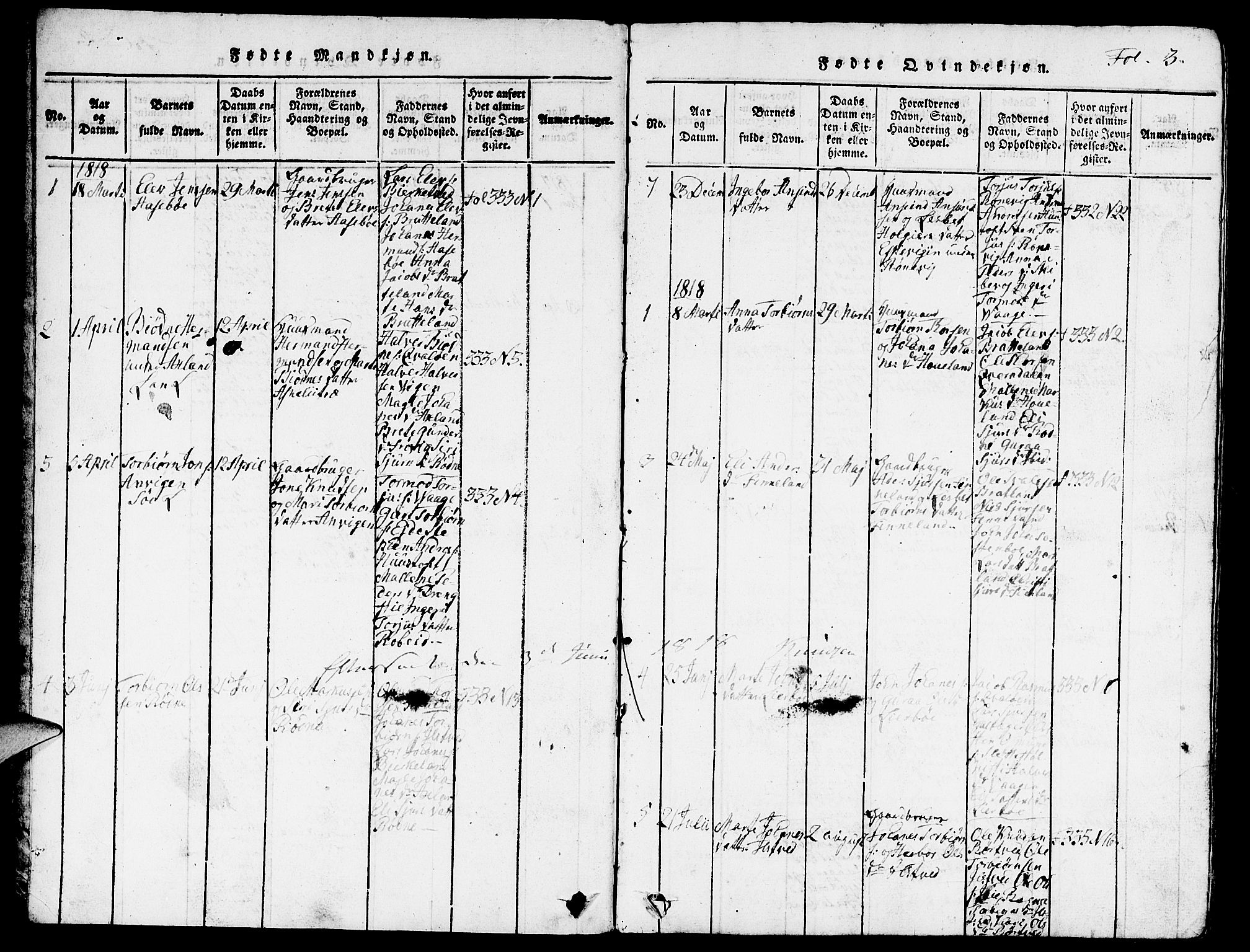 Vikedal sokneprestkontor, SAST/A-101840/01/V: Parish register (copy) no. B 3, 1816-1867, p. 3