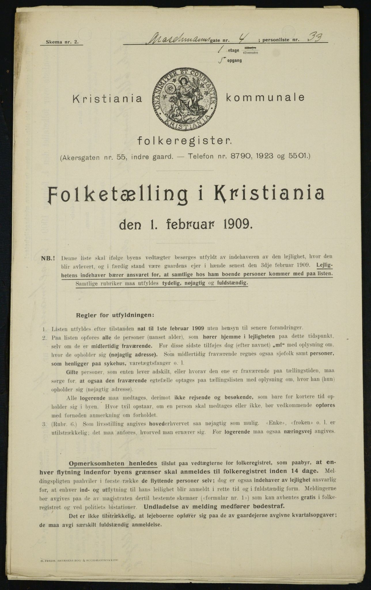 OBA, Municipal Census 1909 for Kristiania, 1909, p. 58778