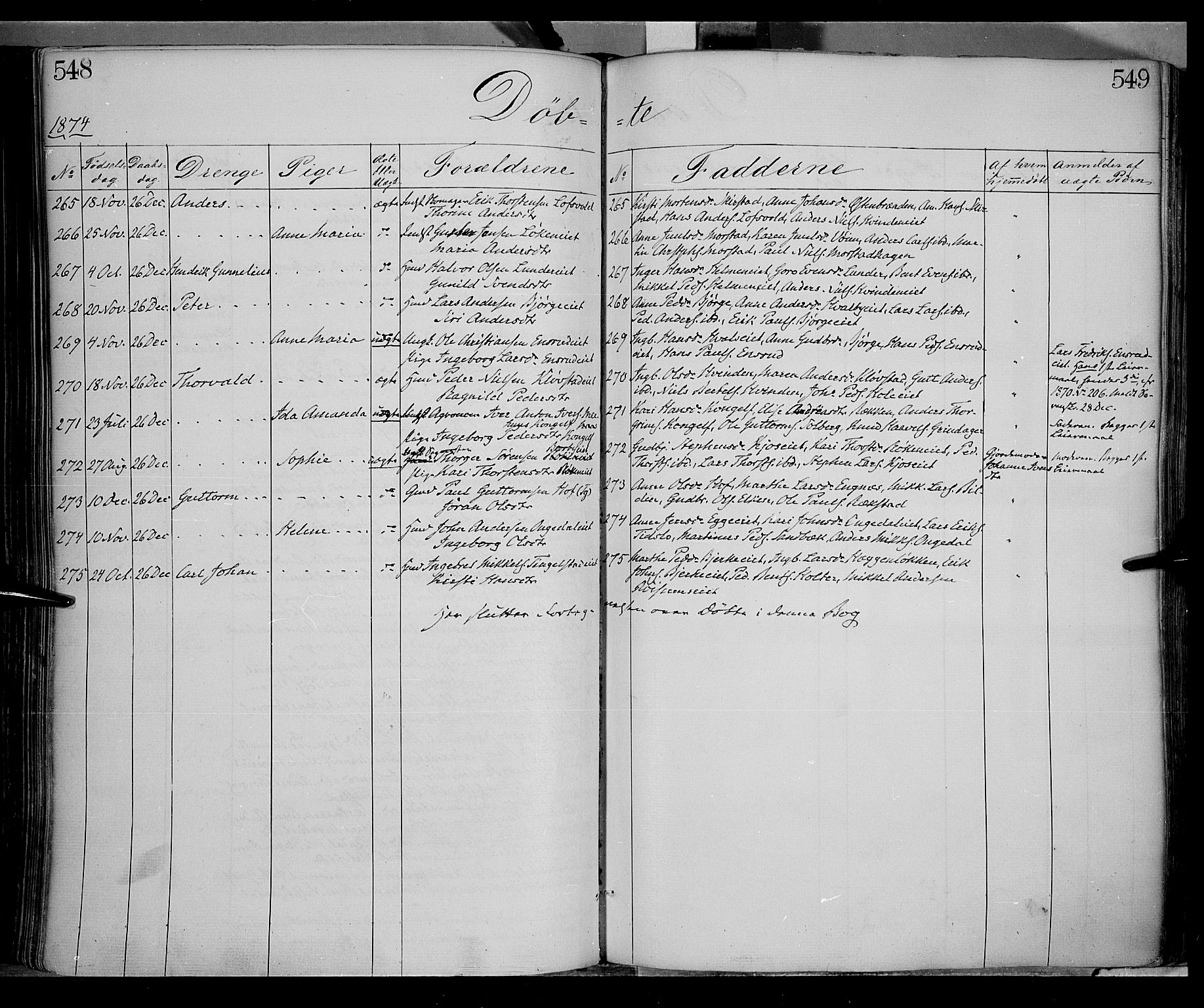Gran prestekontor, SAH/PREST-112/H/Ha/Haa/L0012: Parish register (official) no. 12, 1856-1874, p. 548-549