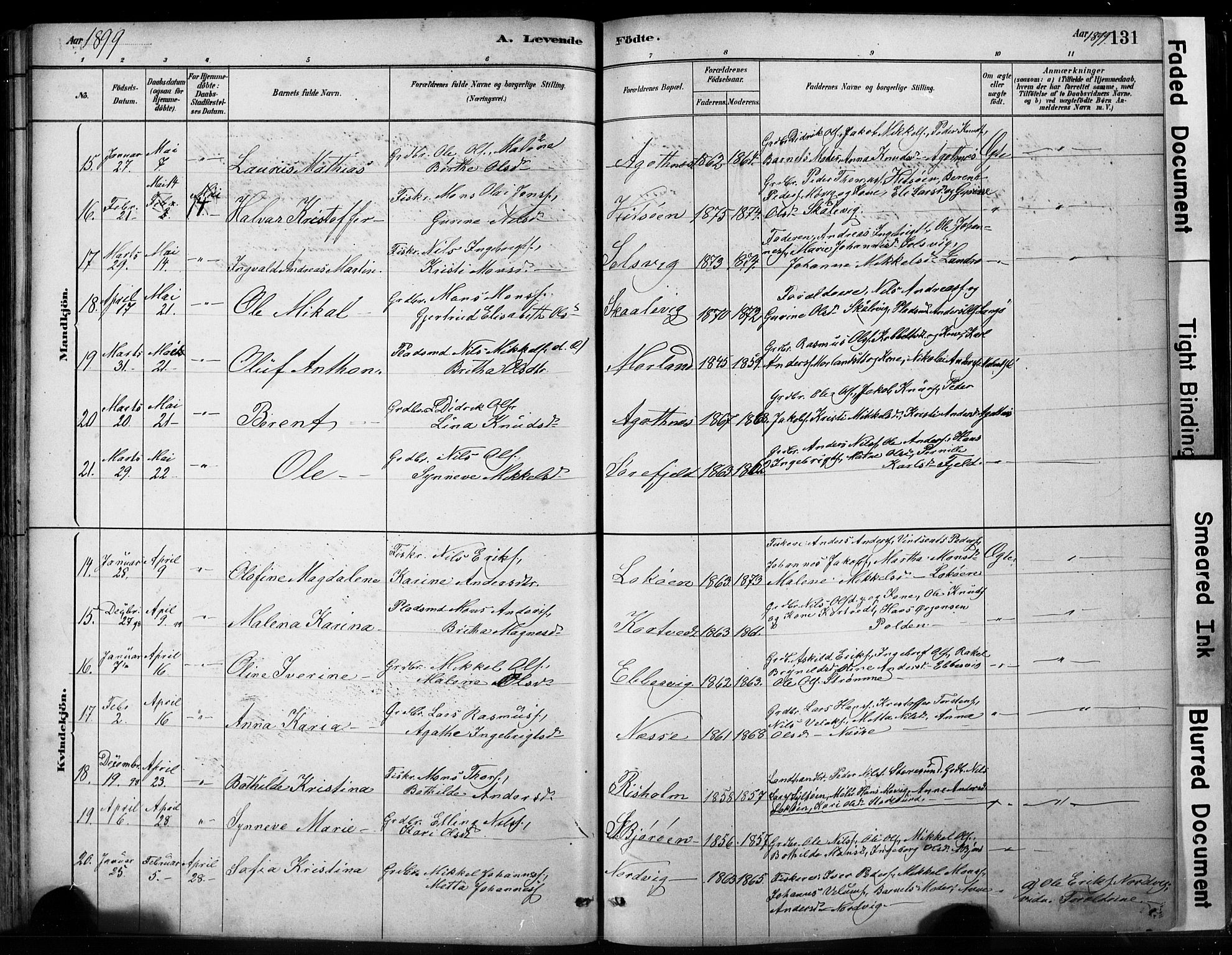 Fjell sokneprestembete, AV/SAB-A-75301/H/Hab: Parish register (copy) no. A 4, 1880-1899, p. 131