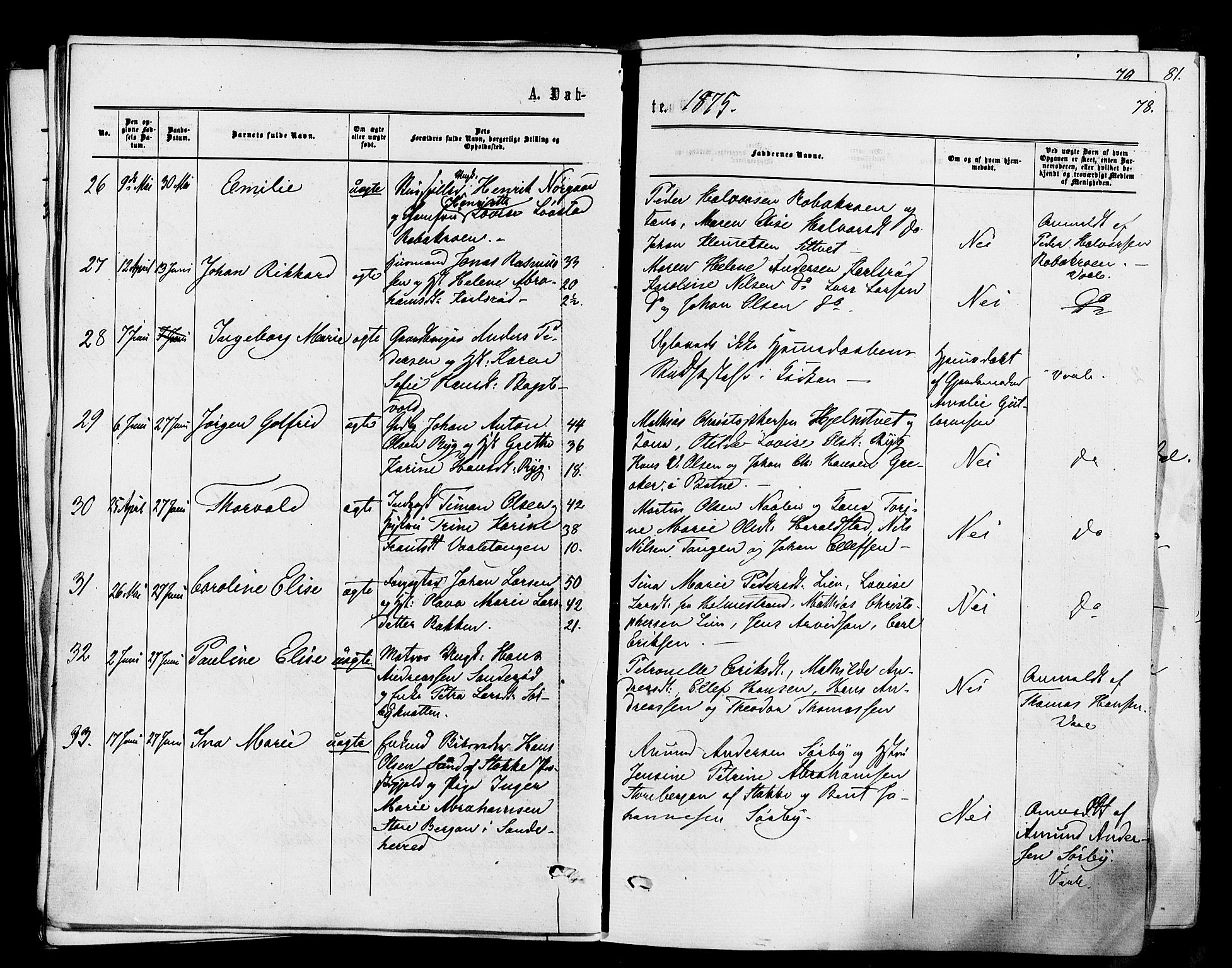 Våle kirkebøker, SAKO/A-334/F/Fa/L0010: Parish register (official) no. I 10, 1861-1877, p. 78