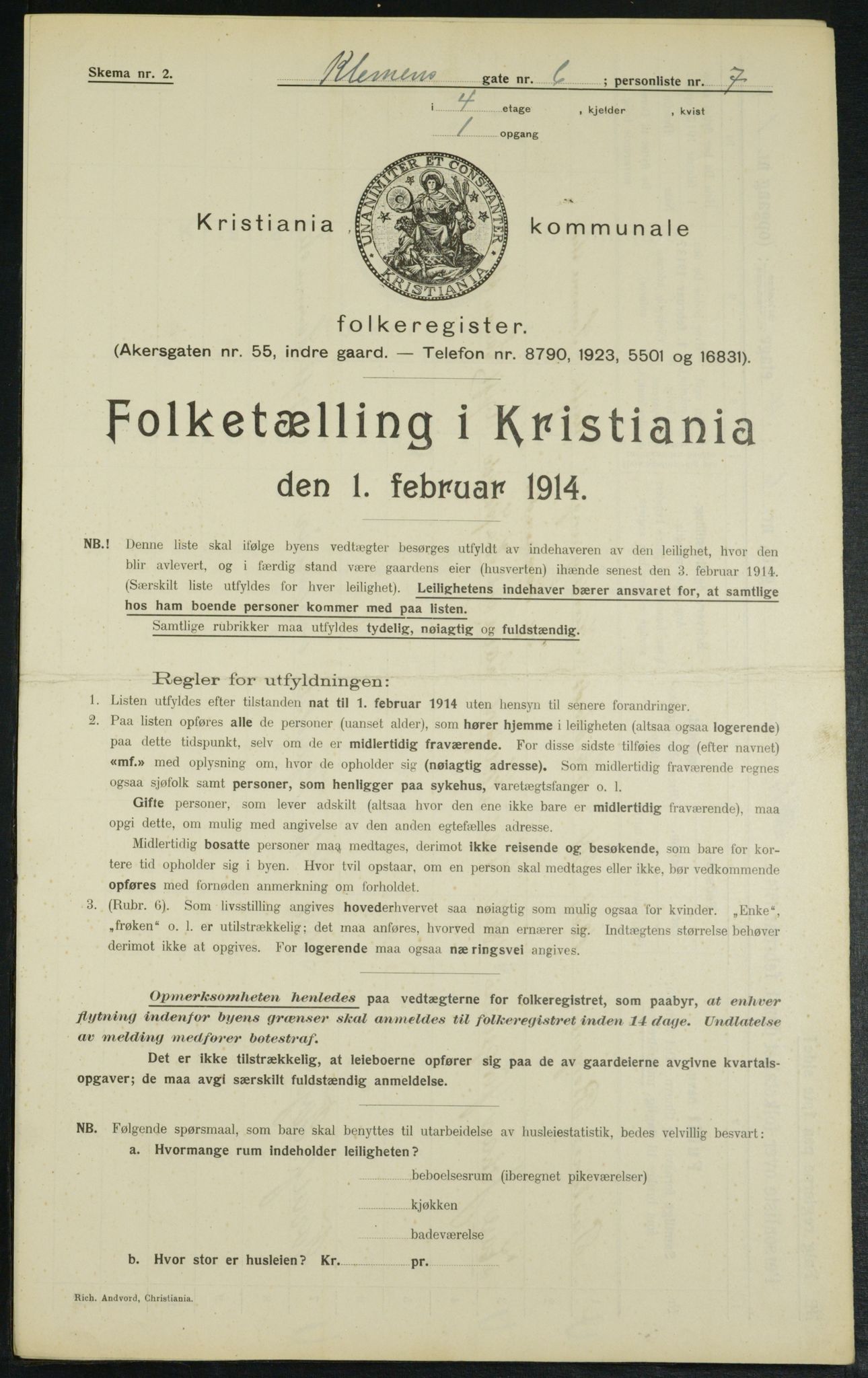 OBA, Municipal Census 1914 for Kristiania, 1914, p. 13029