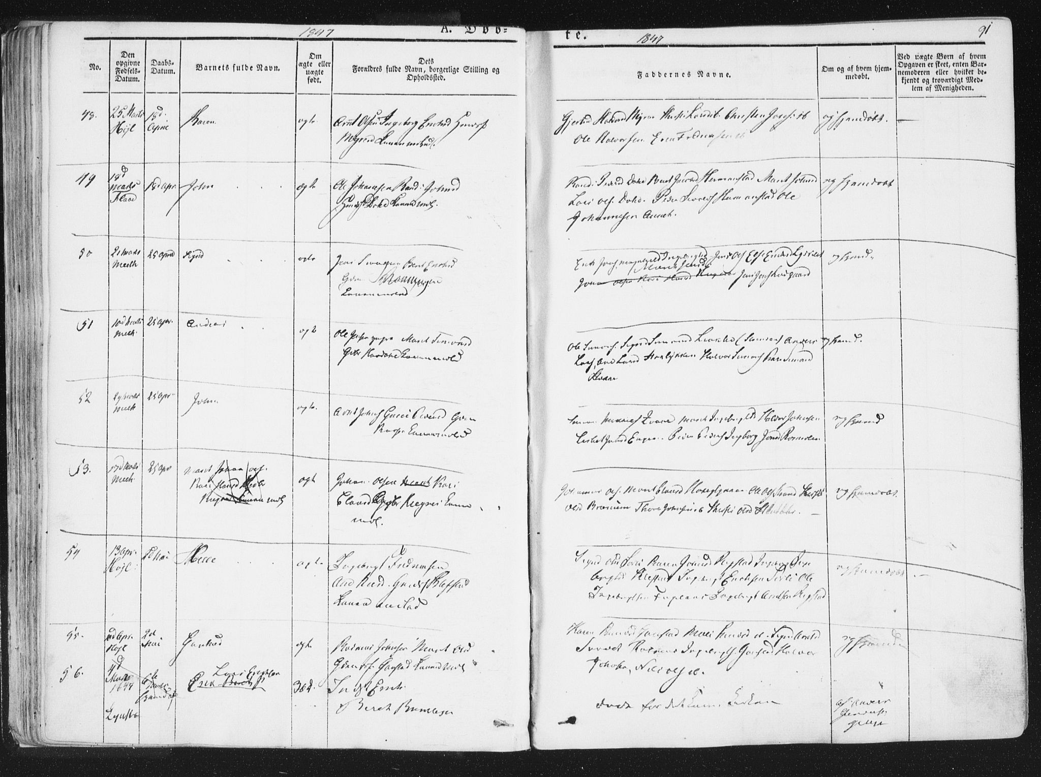 Ministerialprotokoller, klokkerbøker og fødselsregistre - Sør-Trøndelag, SAT/A-1456/691/L1074: Parish register (official) no. 691A06, 1842-1852, p. 91