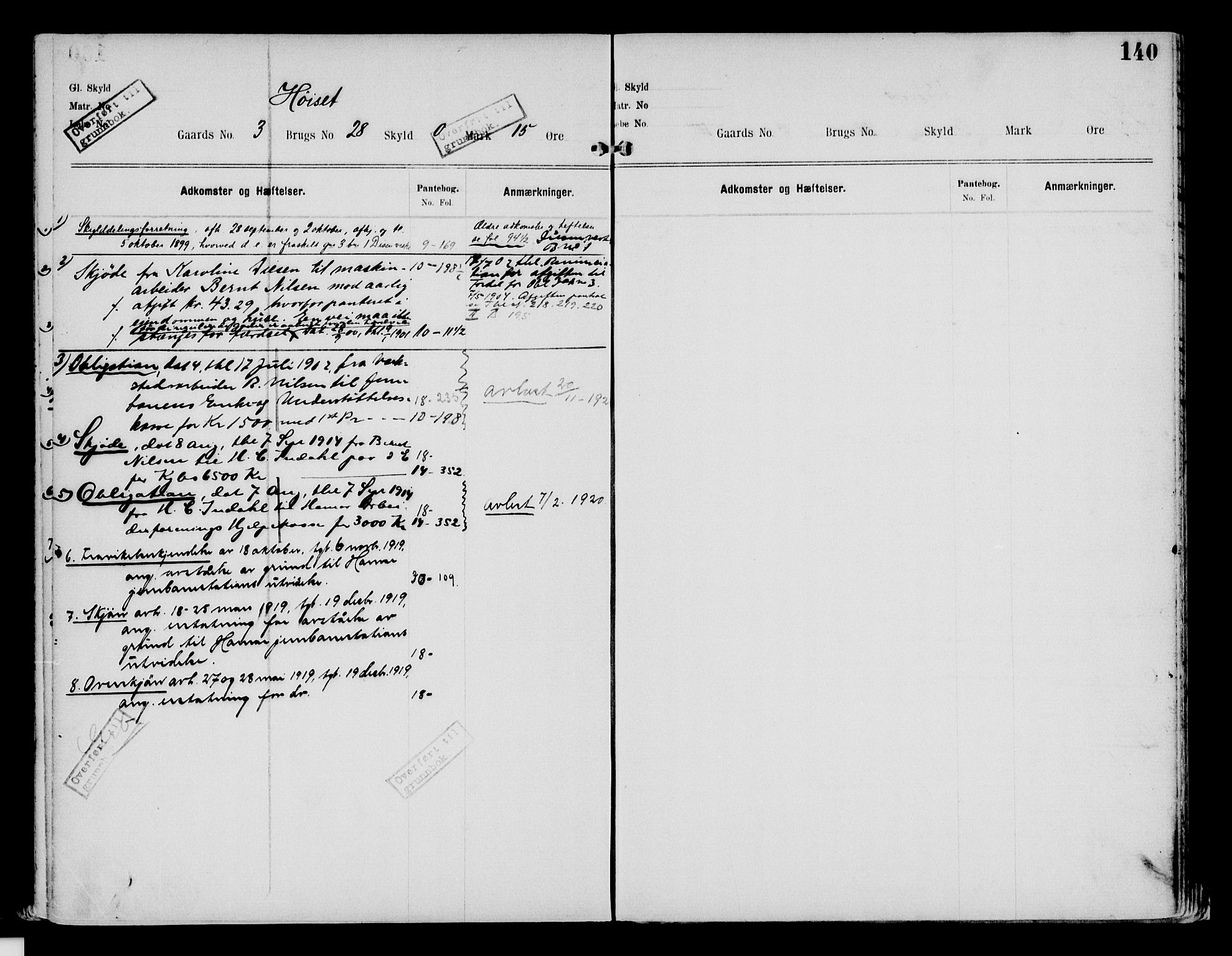 Nord-Hedmark sorenskriveri, SAH/TING-012/H/Ha/Had/Hade/L0002: Mortgage register no. 4.2, 1893-1940, p. 140