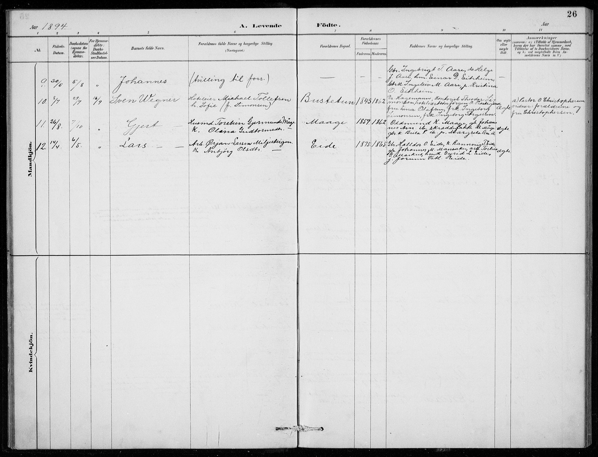 Odda Sokneprestembete, AV/SAB-A-77201/H/Hab: Parish register (copy) no. B  1, 1887-1909, p. 26