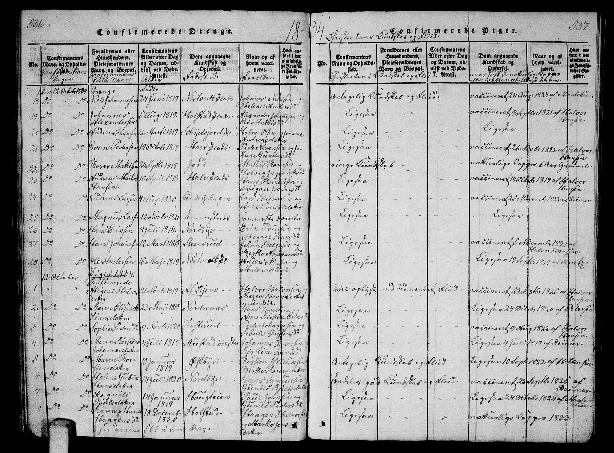 Ås prestekontor Kirkebøker, AV/SAO-A-10894/G/Ga/L0002: Parish register (copy) no. I 2, 1820-1836, p. 536-537