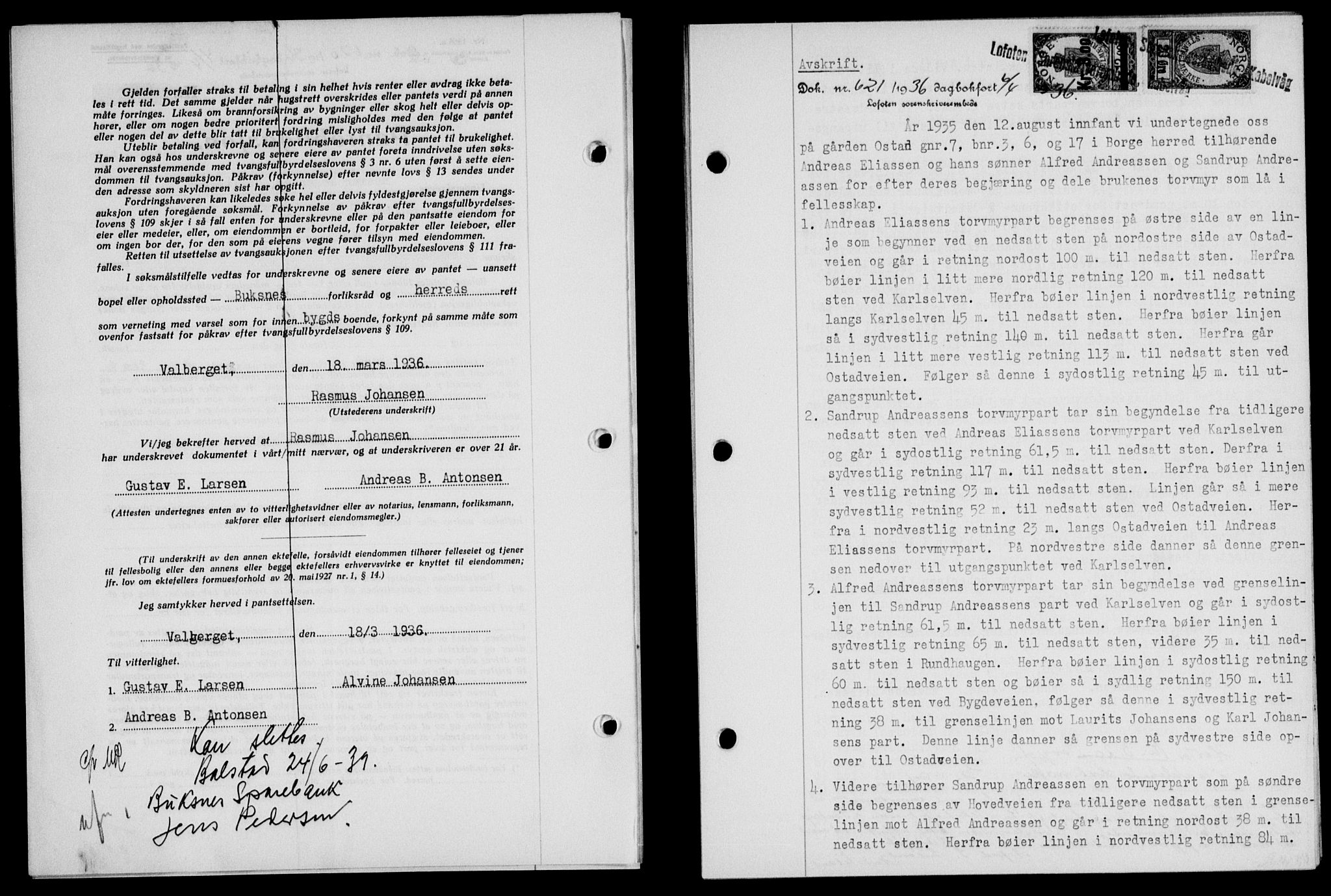 Lofoten sorenskriveri, SAT/A-0017/1/2/2C/L0033b: Mortgage book no. 33b, 1936-1936, Diary no: : 621/1936