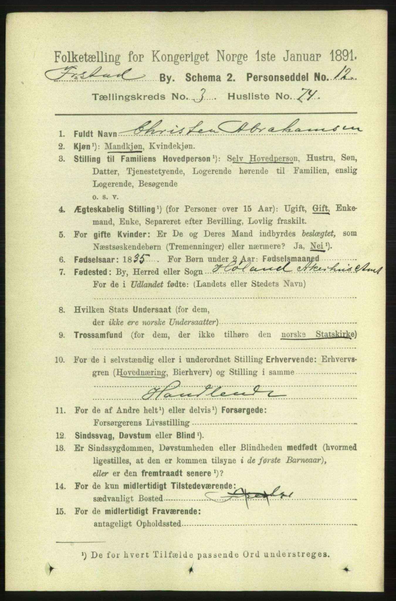 RA, 1891 census for 0103 Fredrikstad, 1891, p. 6036