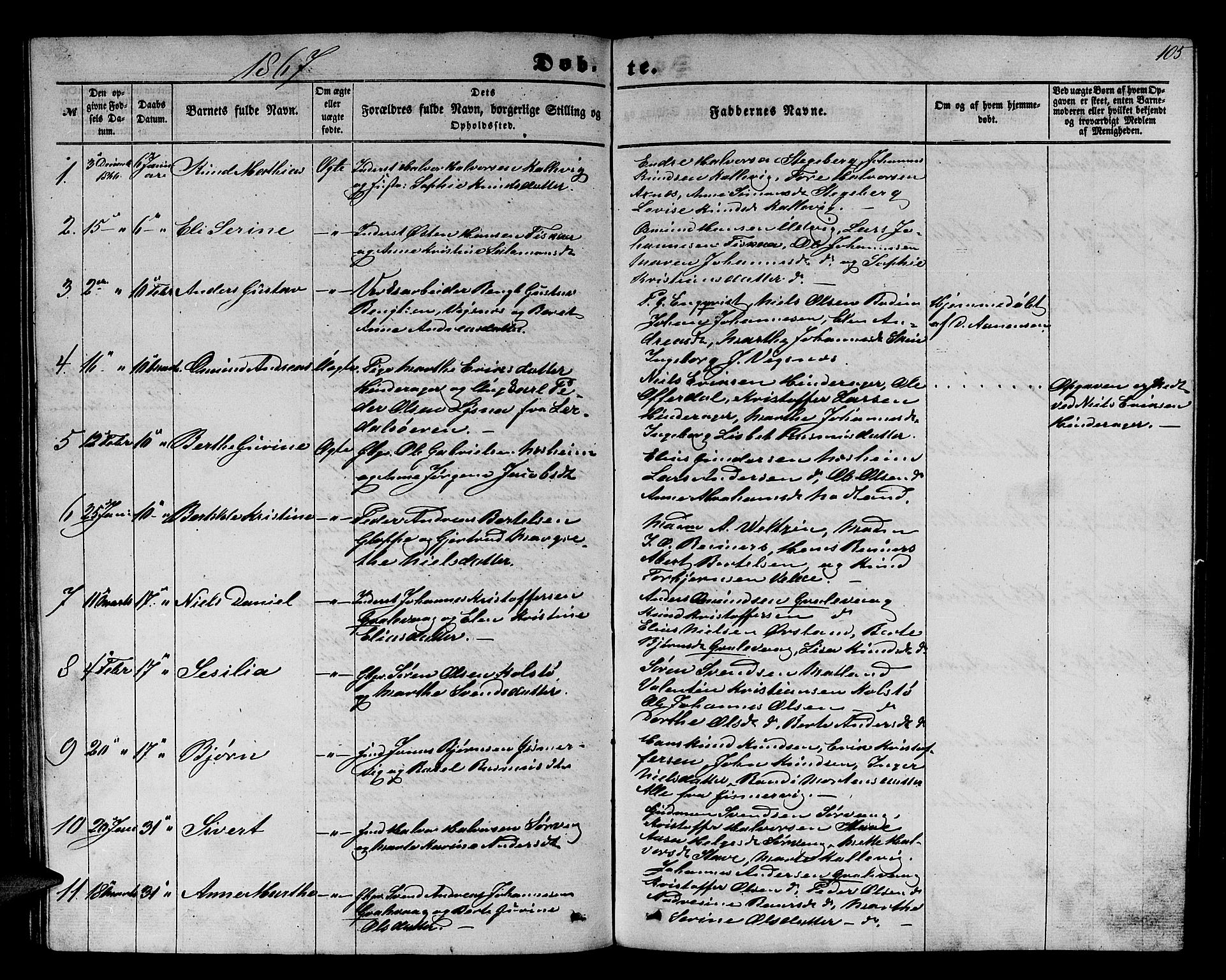 Avaldsnes sokneprestkontor, SAST/A -101851/H/Ha/Hab/L0003: Parish register (copy) no. B 3, 1857-1871, p. 105