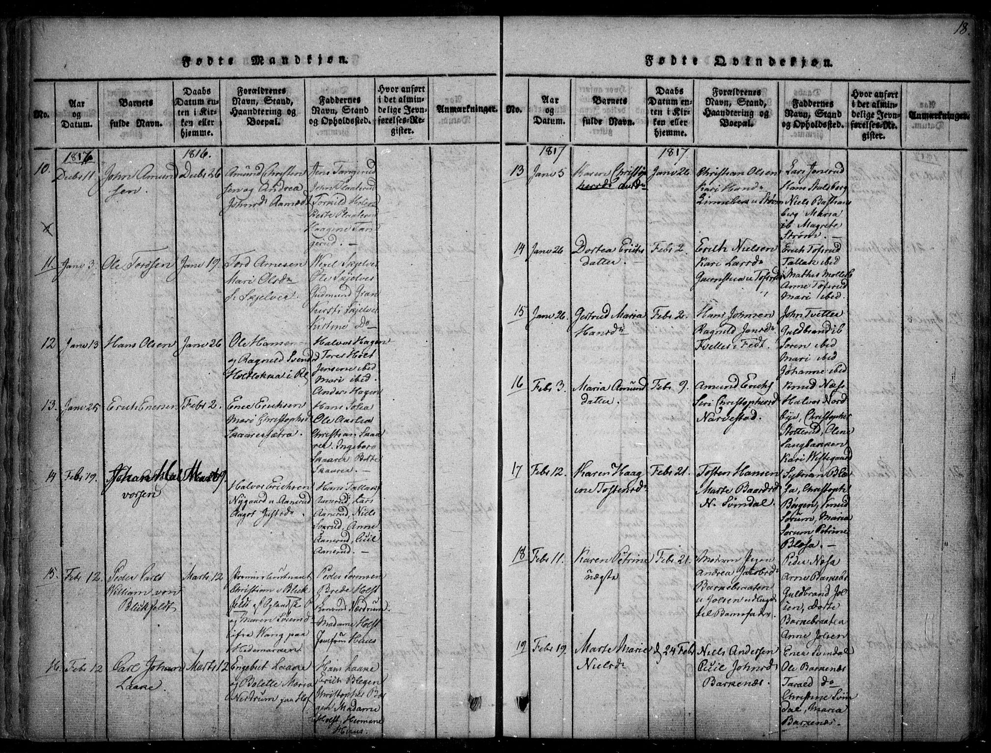 Fet prestekontor Kirkebøker, SAO/A-10370a/F/Fa/L0008: Parish register (official) no. I 8, 1815-1842, p. 18
