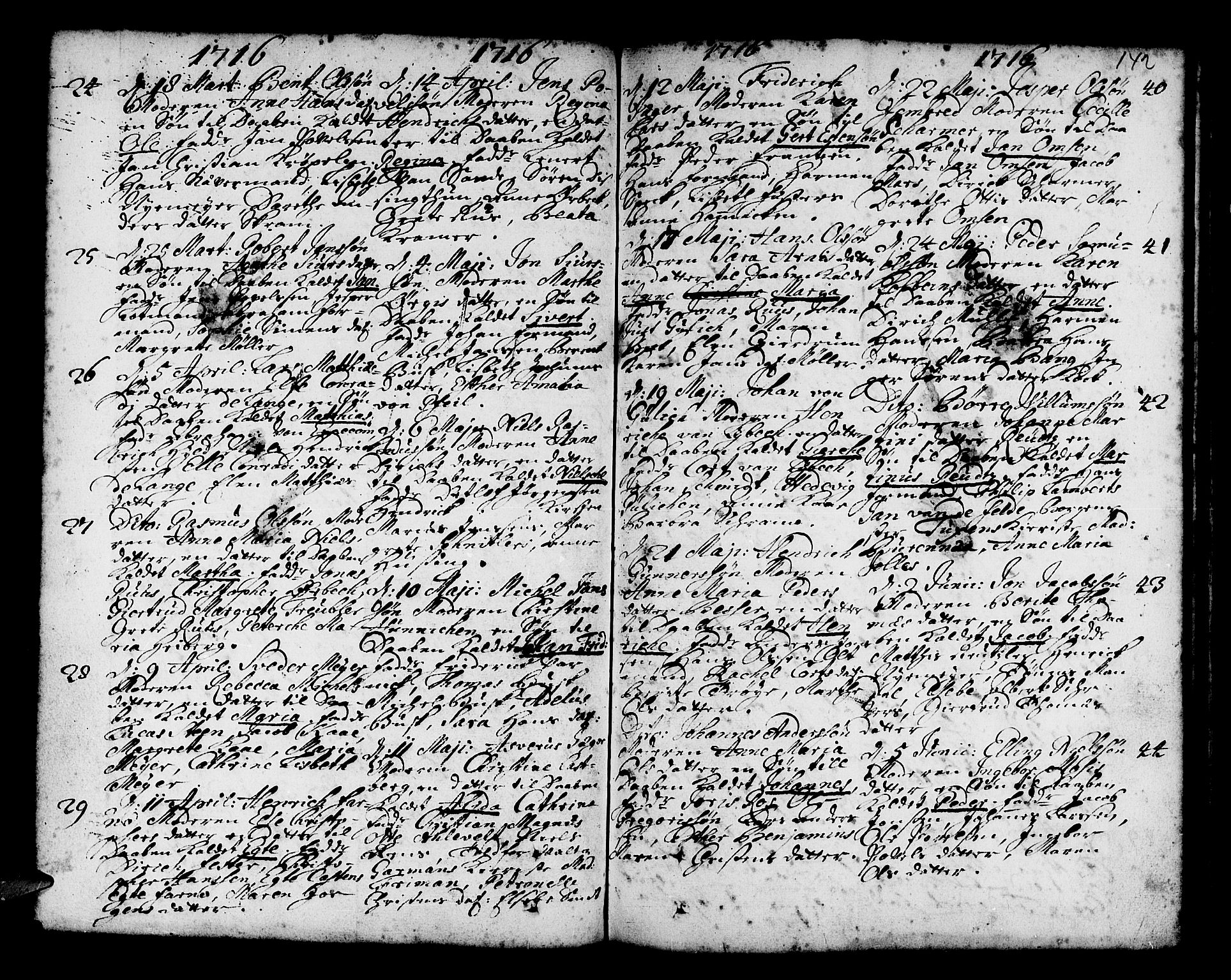 Nykirken Sokneprestembete, AV/SAB-A-77101/H/Haa/L0002: Parish register (official) no. A 2, 1700-1723, p. 142