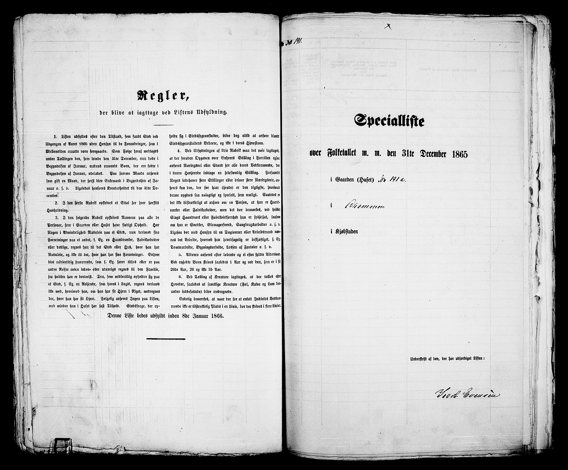 RA, 1865 census for Bragernes in Drammen, 1865, p. 408