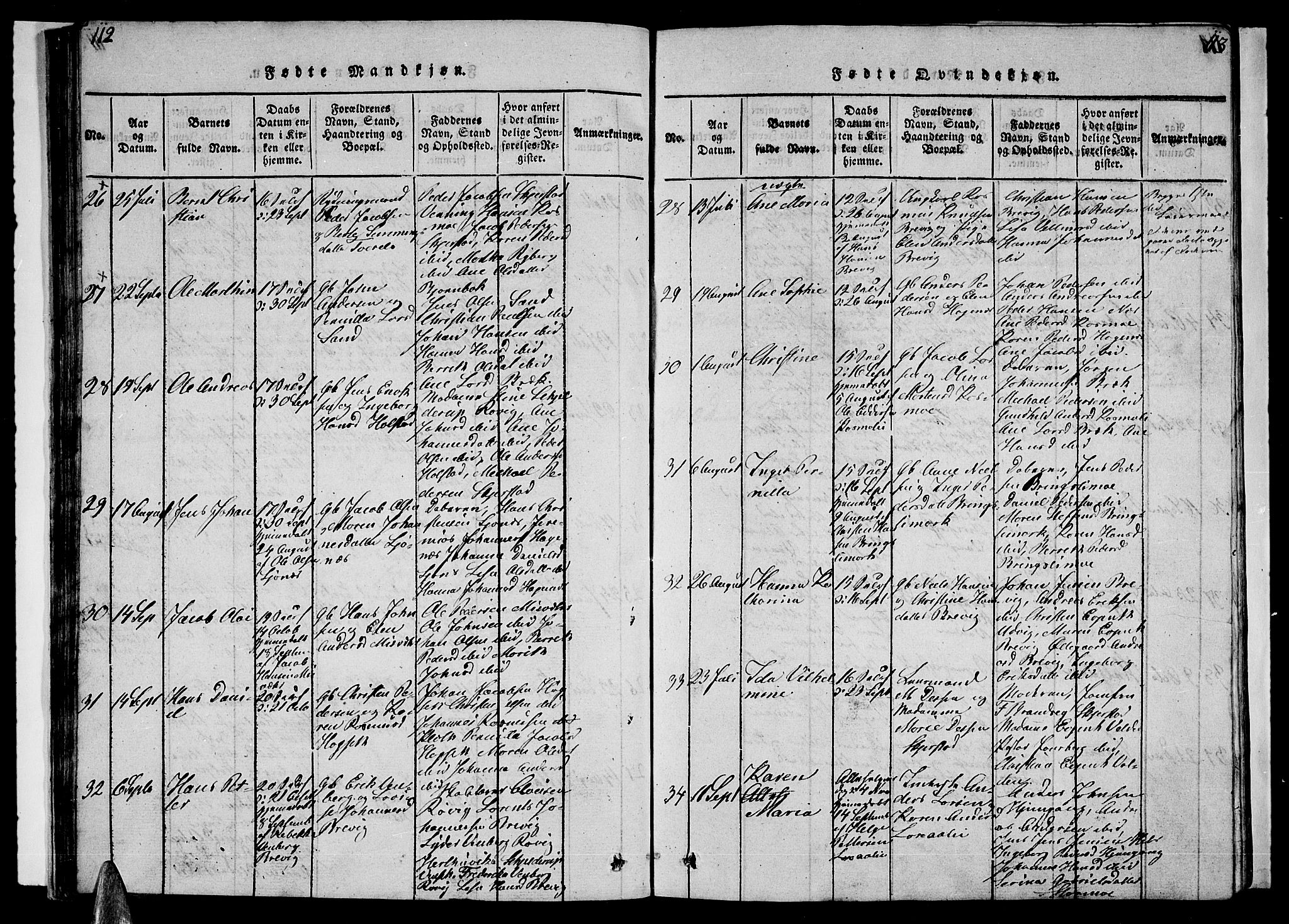 Ministerialprotokoller, klokkerbøker og fødselsregistre - Nordland, SAT/A-1459/852/L0752: Parish register (copy) no. 852C03, 1840-1855, p. 112-113