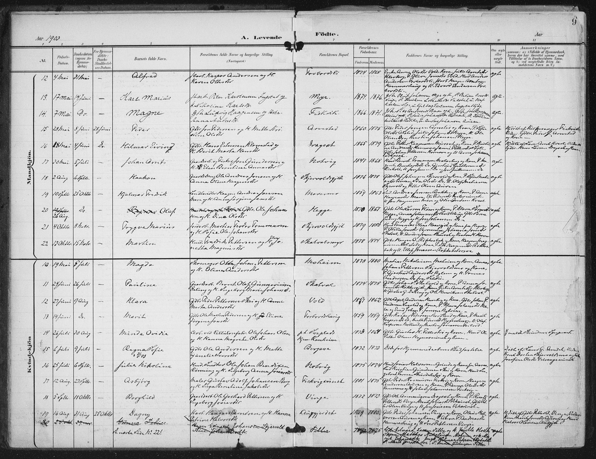 Ministerialprotokoller, klokkerbøker og fødselsregistre - Nord-Trøndelag, SAT/A-1458/712/L0101: Parish register (official) no. 712A02, 1901-1916, p. 9
