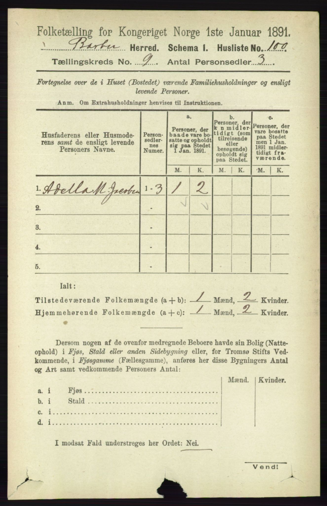 RA, 1891 census for 0990 Barbu, 1891, p. 7168