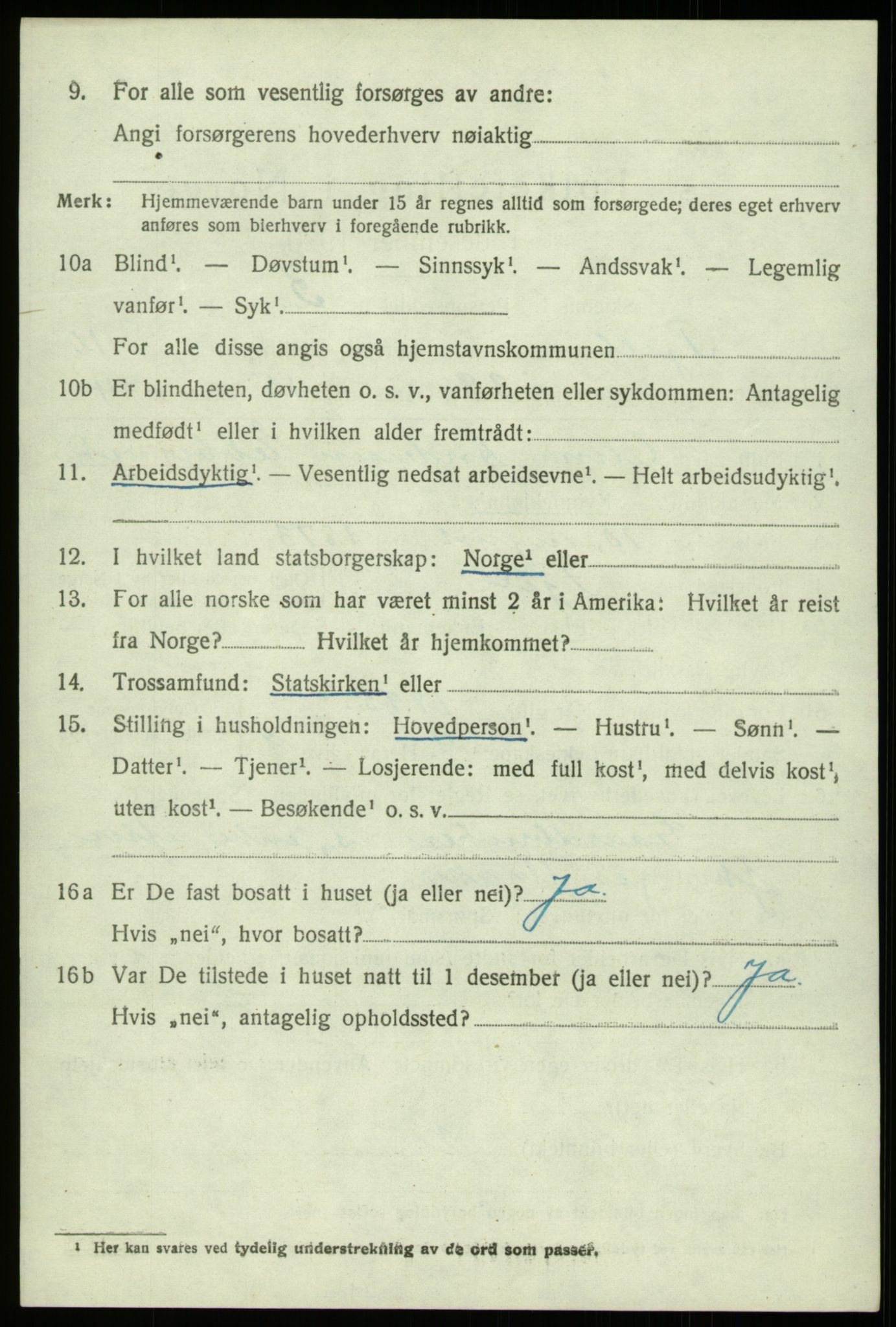 SAB, 1920 census for Fjell, 1920, p. 9593
