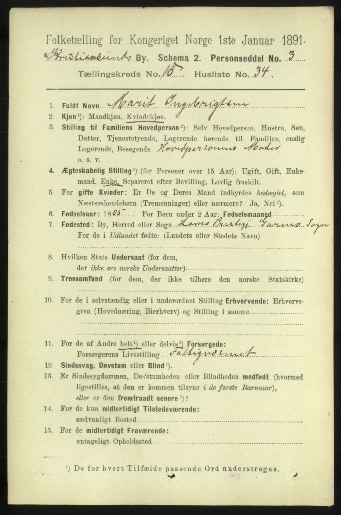 RA, 1891 census for 1503 Kristiansund, 1891, p. 11124