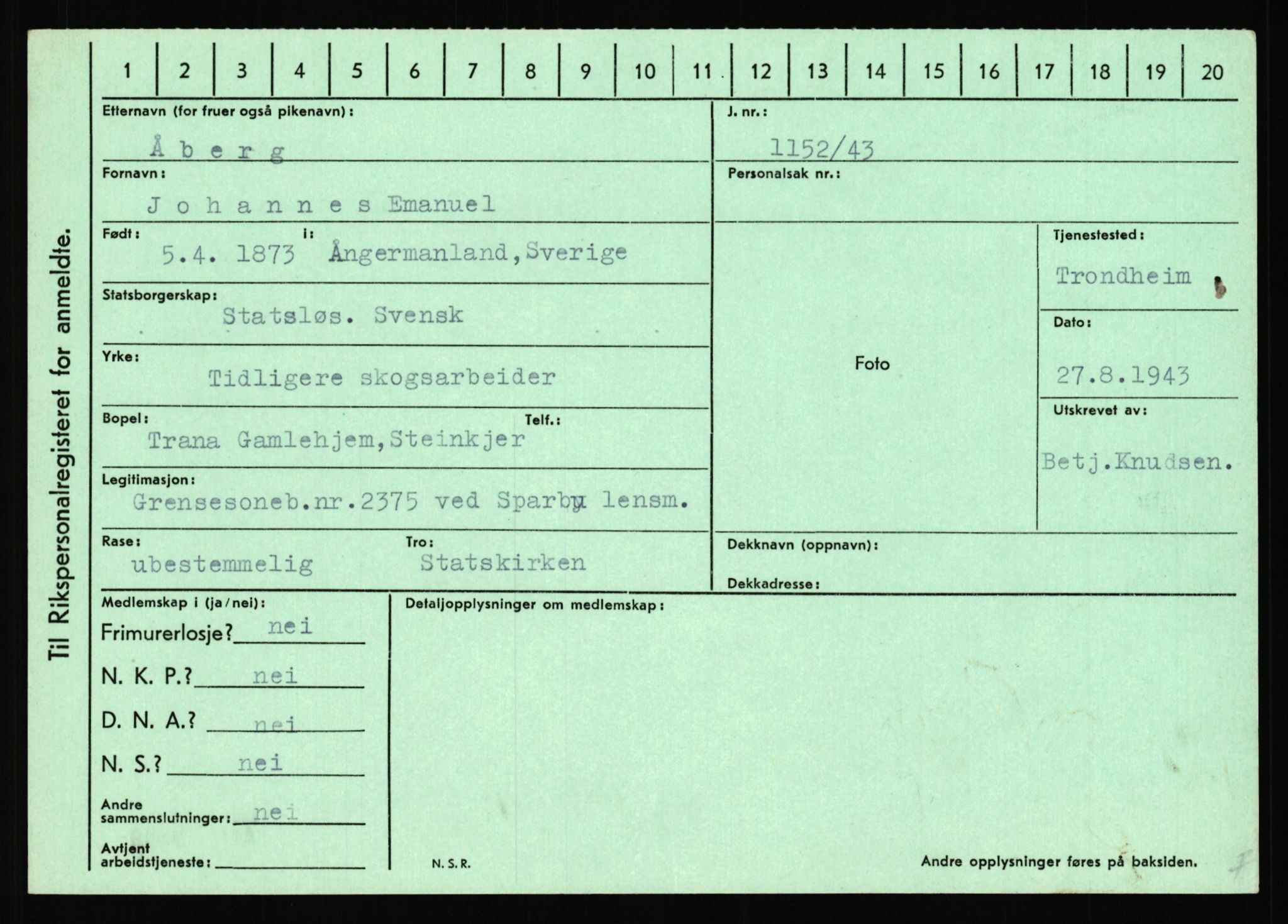 Statspolitiet - Hovedkontoret / Osloavdelingen, AV/RA-S-1329/C/Ca/L0001: Aabakken - Armann, 1943-1945, p. 24