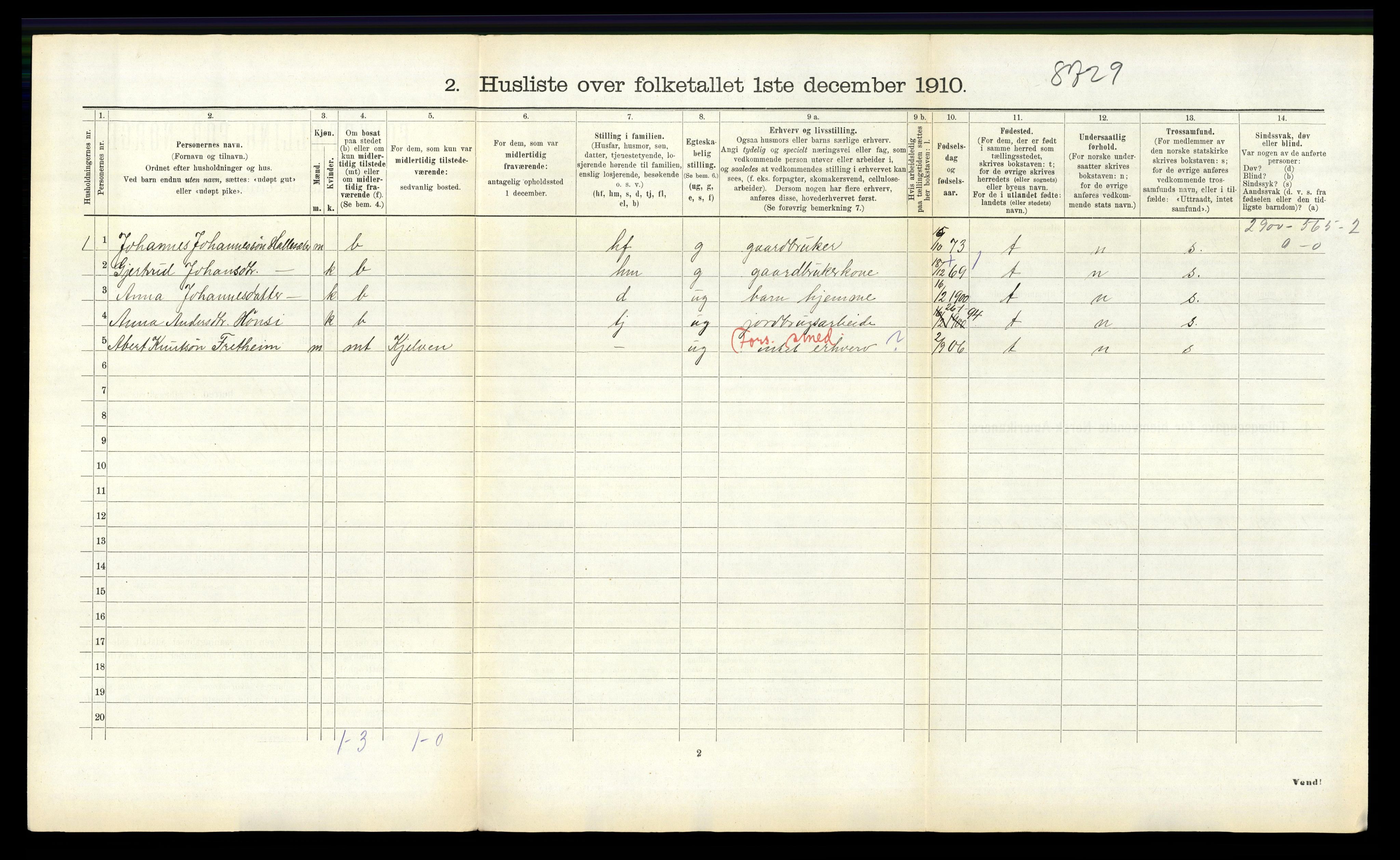 RA, 1910 census for Vik, 1910, p. 972