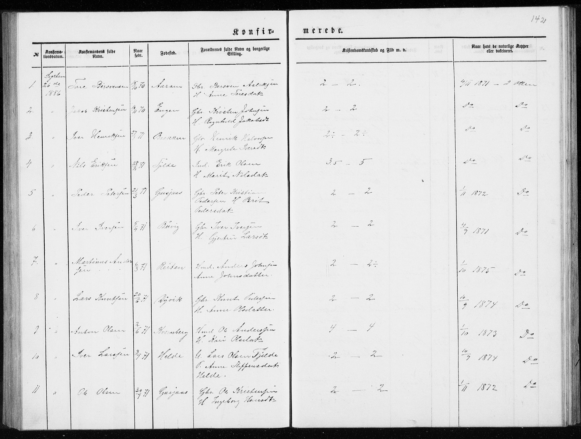 Ministerialprotokoller, klokkerbøker og fødselsregistre - Møre og Romsdal, SAT/A-1454/551/L0631: Parish register (copy) no. 551C03, 1886-1894, p. 142