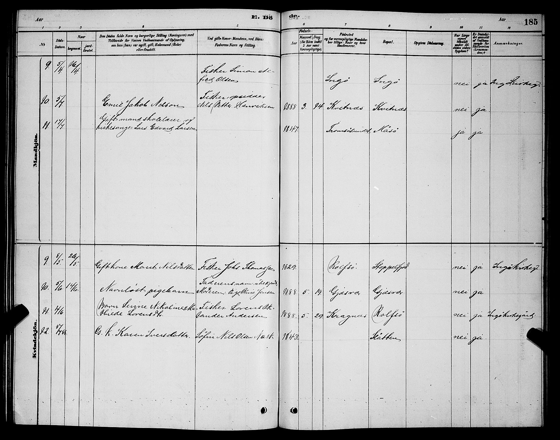 Måsøy sokneprestkontor, AV/SATØ-S-1348/H/Hb/L0002klokker: Parish register (copy) no. 2, 1876-1888, p. 185