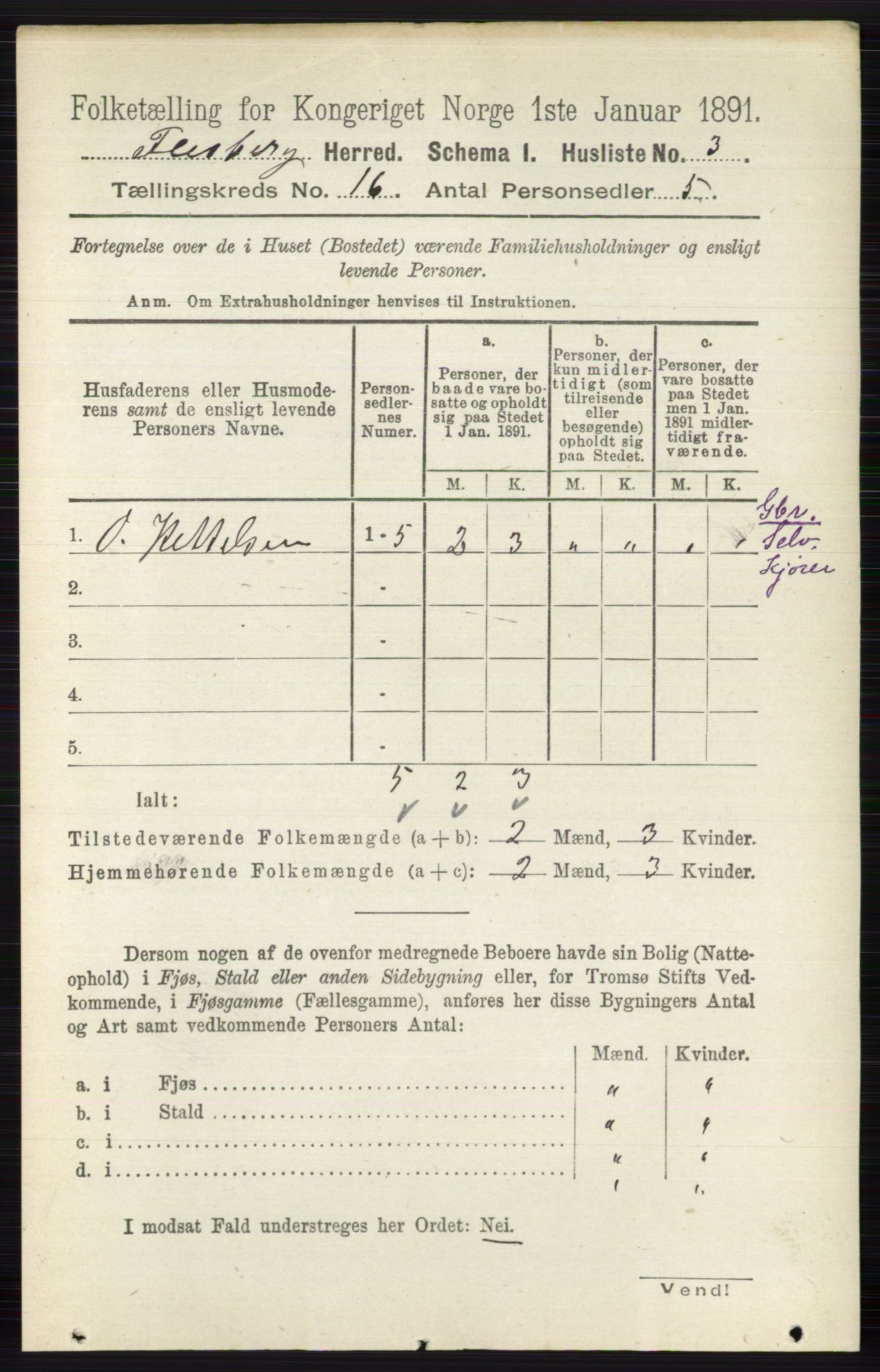 RA, 1891 census for 0631 Flesberg, 1891, p. 2827