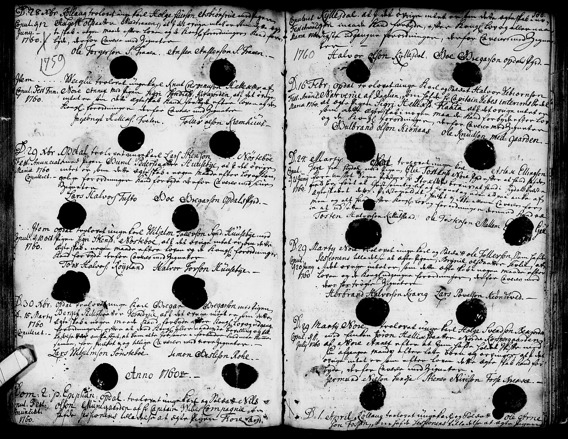 Rollag kirkebøker, SAKO/A-240/F/Fa/L0003: Parish register (official) no. I 3, 1743-1778, p. 188