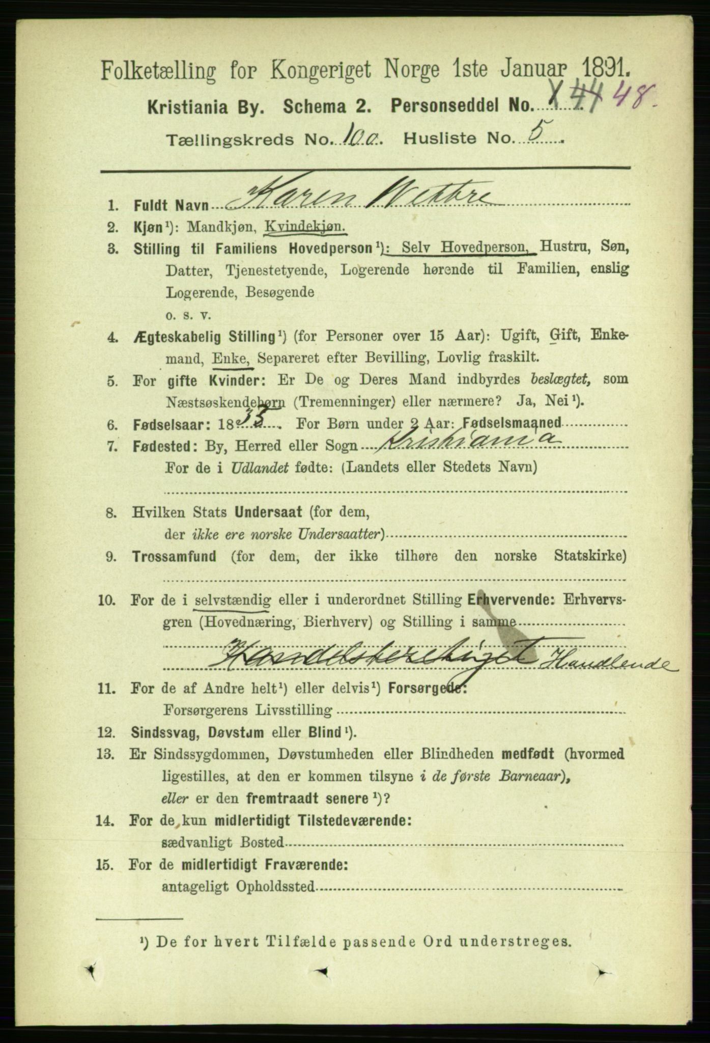 RA, 1891 census for 0301 Kristiania, 1891, p. 49385