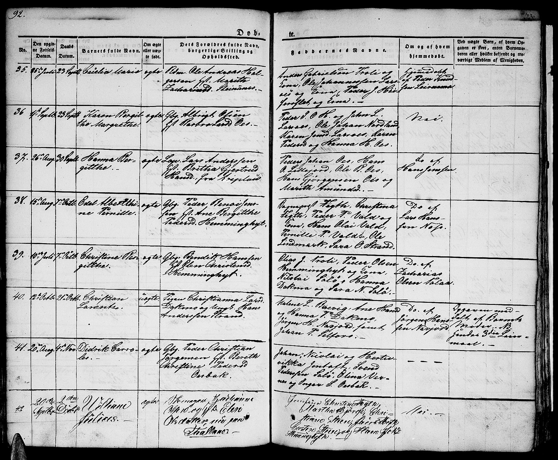 Ministerialprotokoller, klokkerbøker og fødselsregistre - Nordland, AV/SAT-A-1459/846/L0652: Parish register (copy) no. 846C02, 1841-1871, p. 92