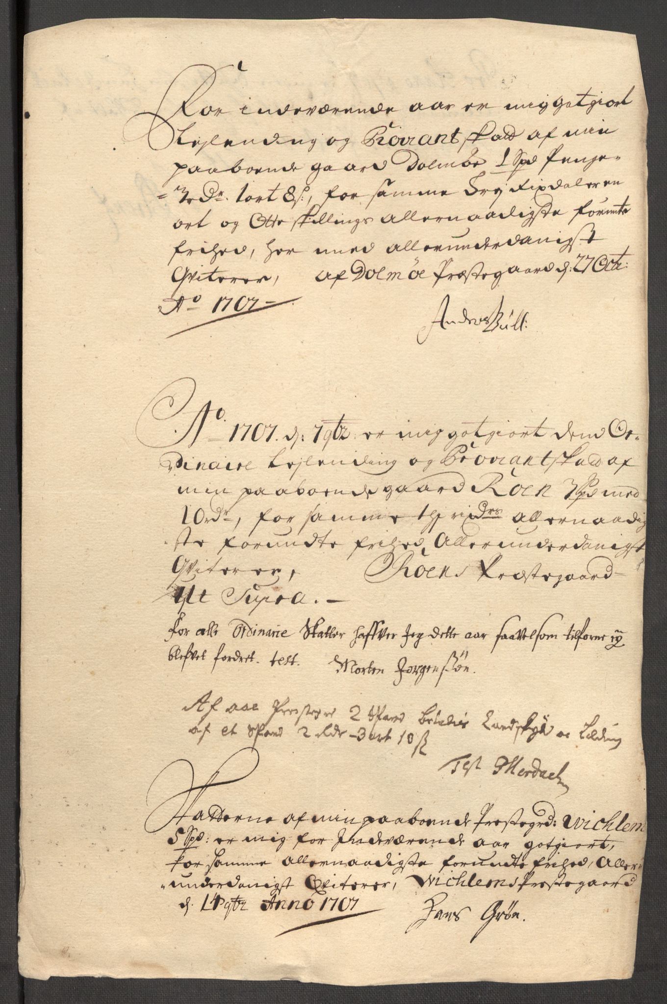 Rentekammeret inntil 1814, Reviderte regnskaper, Fogderegnskap, AV/RA-EA-4092/R57/L3857: Fogderegnskap Fosen, 1706-1707, p. 407