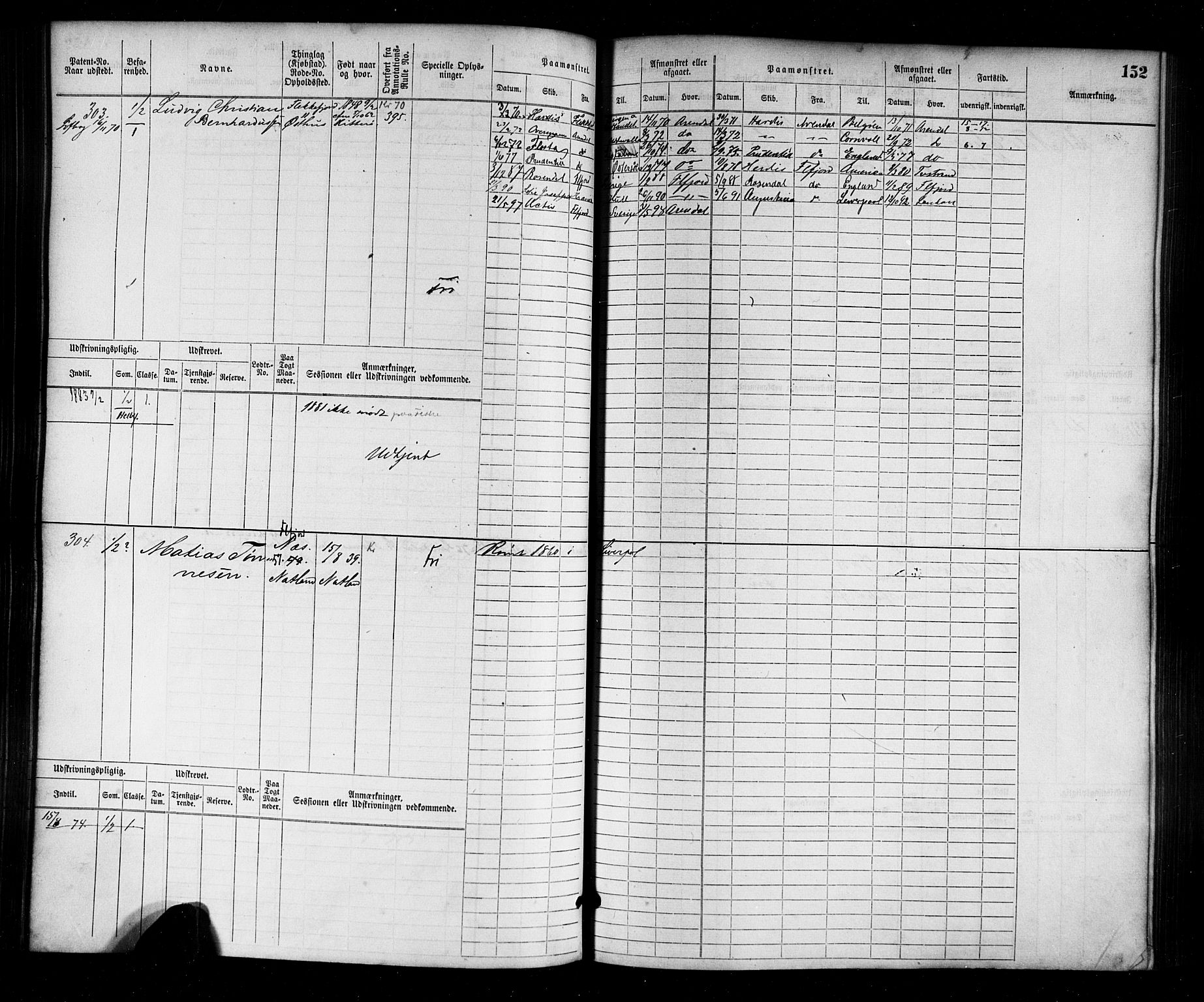 Flekkefjord mønstringskrets, AV/SAK-2031-0018/F/Fb/L0001: Hovedrulle nr 1-764, N-4, 1868-1900, p. 156