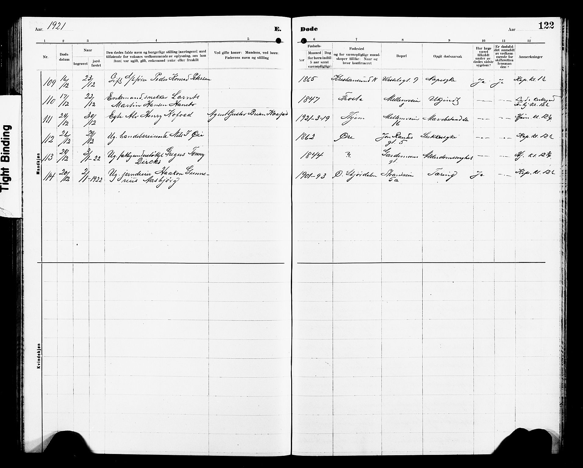 Ministerialprotokoller, klokkerbøker og fødselsregistre - Sør-Trøndelag, SAT/A-1456/605/L0257: Parish register (copy) no. 605C04, 1916-1922, p. 122