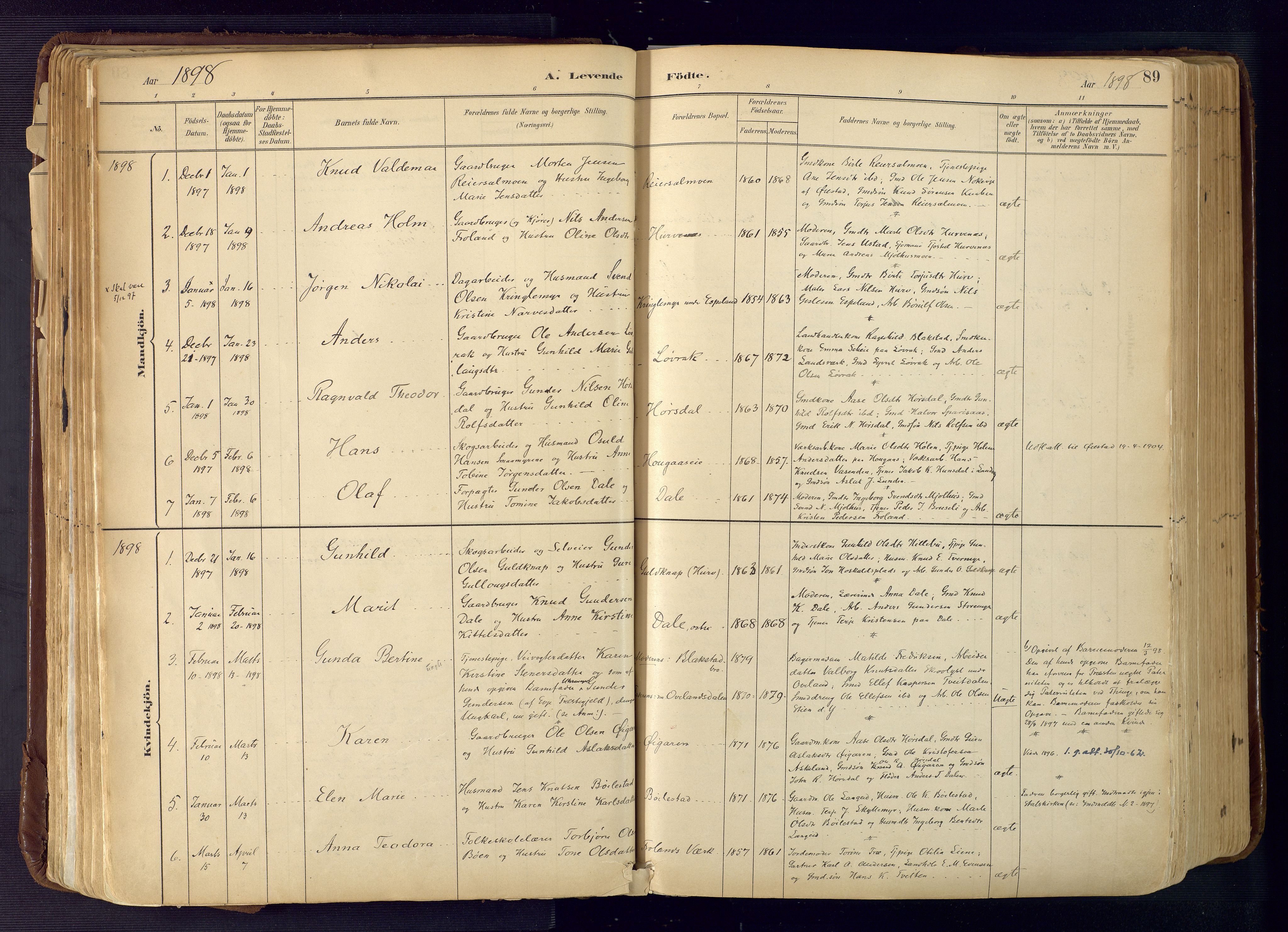 Froland sokneprestkontor, SAK/1111-0013/F/Fa/L0005: Parish register (official) no. A 5, 1882-1921, p. 89