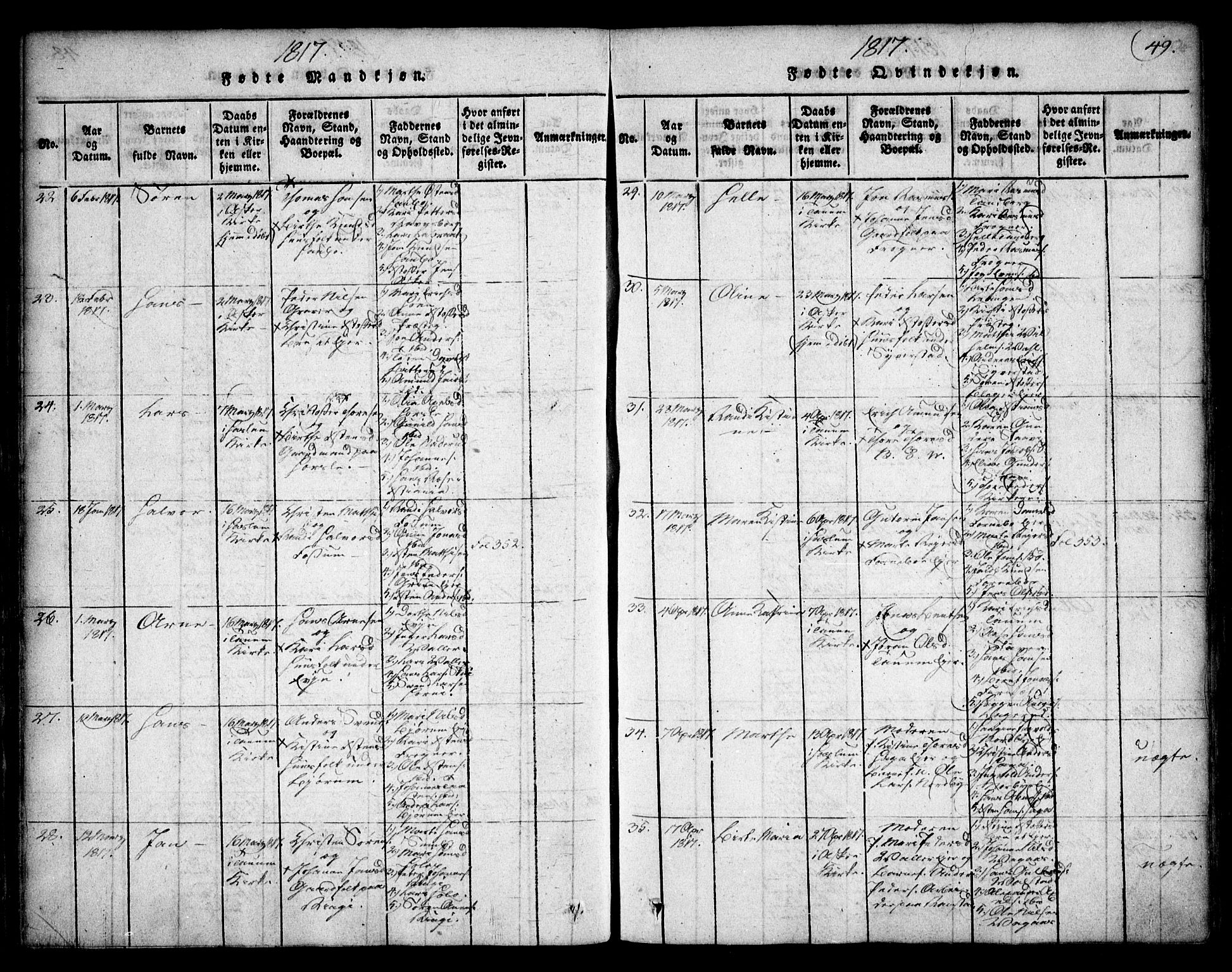 Asker prestekontor Kirkebøker, AV/SAO-A-10256a/F/Fa/L0006: Parish register (official) no. I 6, 1814-1824, p. 49