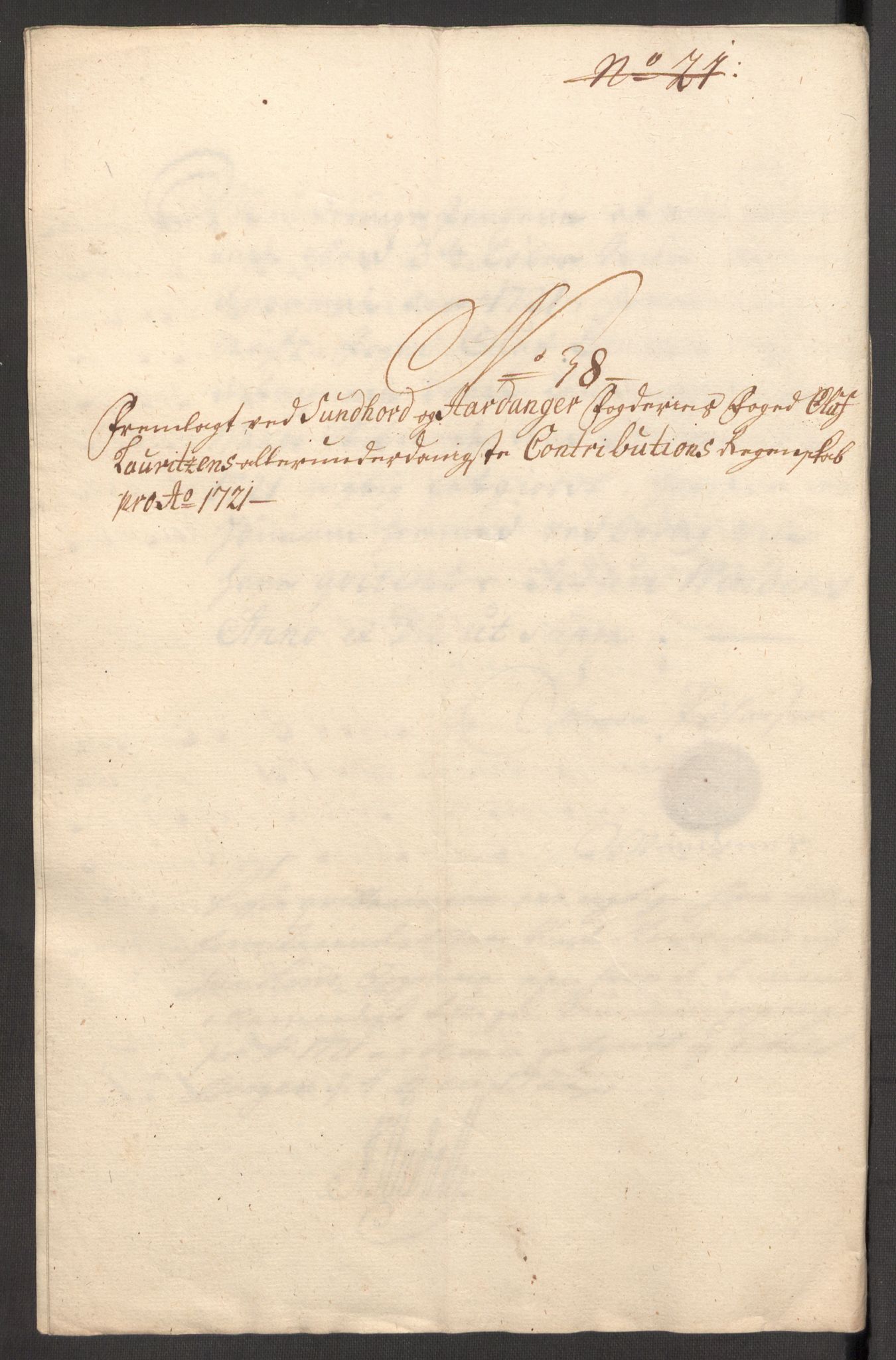 Rentekammeret inntil 1814, Reviderte regnskaper, Fogderegnskap, AV/RA-EA-4092/R48/L3000: Fogderegnskap Sunnhordland og Hardanger, 1721, p. 278