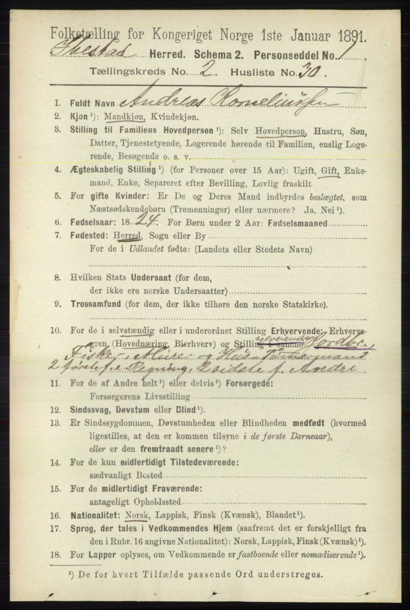 RA, 1891 census for 1917 Ibestad, 1891, p. 999