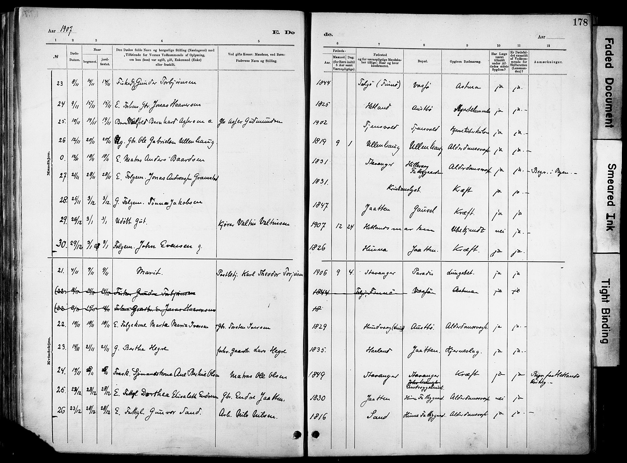 Hetland sokneprestkontor, SAST/A-101826/30/30BA/L0012: Parish register (official) no. A 12, 1882-1912, p. 178