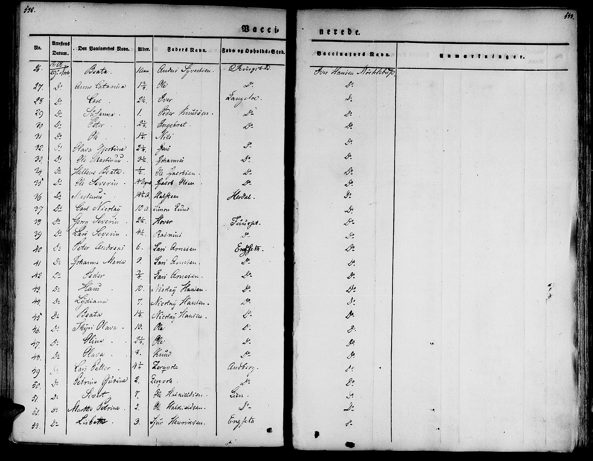 Ministerialprotokoller, klokkerbøker og fødselsregistre - Møre og Romsdal, AV/SAT-A-1454/520/L0274: Parish register (official) no. 520A04, 1827-1864, p. 532-533