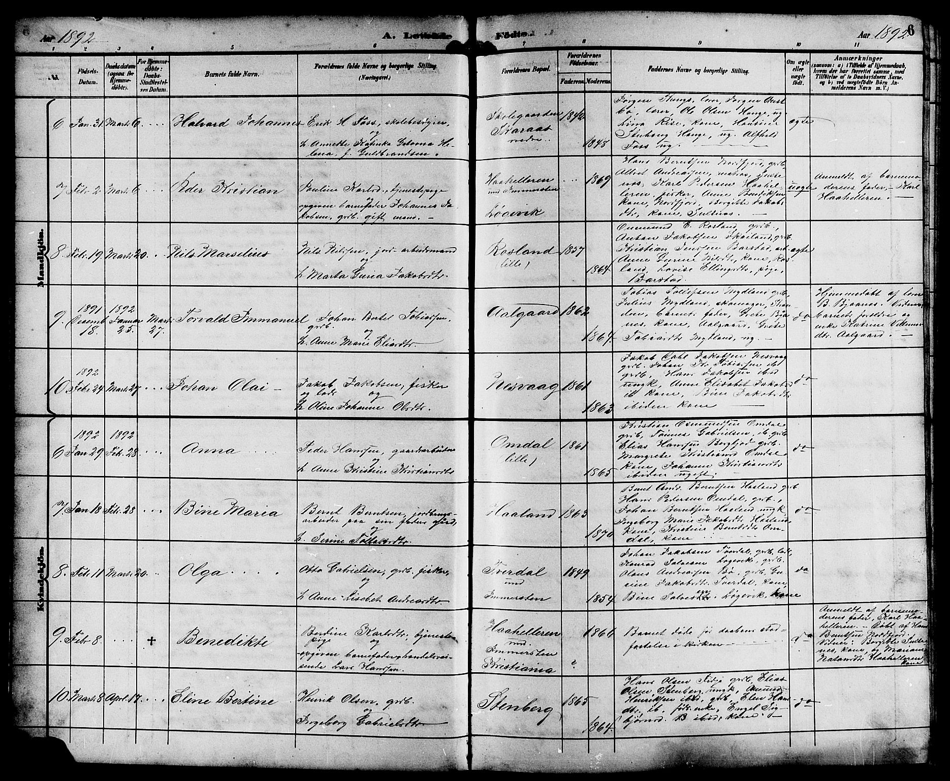 Sokndal sokneprestkontor, AV/SAST-A-101808: Parish register (copy) no. B 6, 1892-1907, p. 6